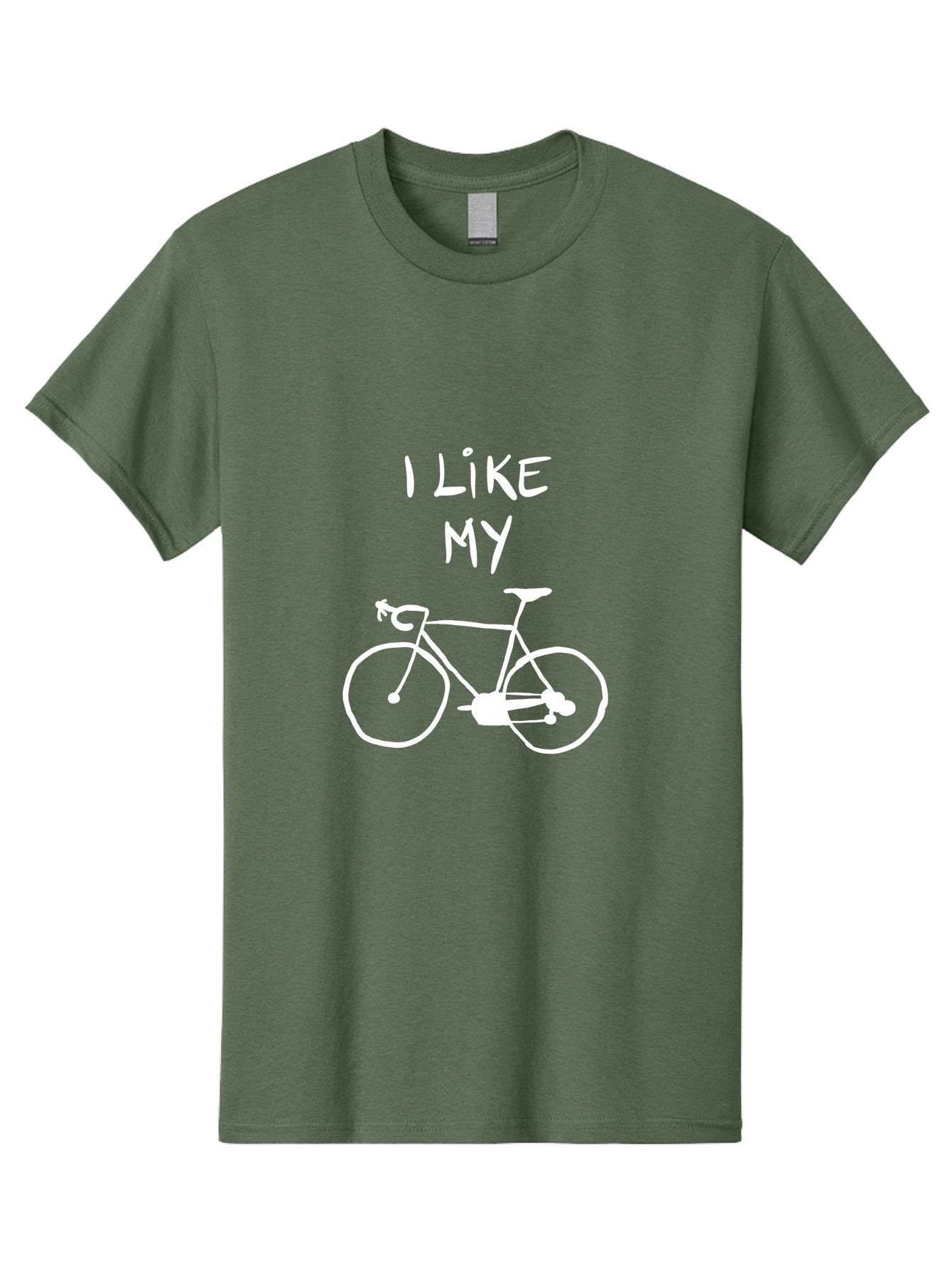I-Like-My-Bicycle Men'S Graphic Tee, 100% Cotton, Comfortable Casual Summer Wear, Machine Washable, Cycling Culture, Bike Enthusiasts, Love For Cycling, Bicycle Appreciation, Fun Graphic, Simple Design, White Bicycle -  Aaa067 19