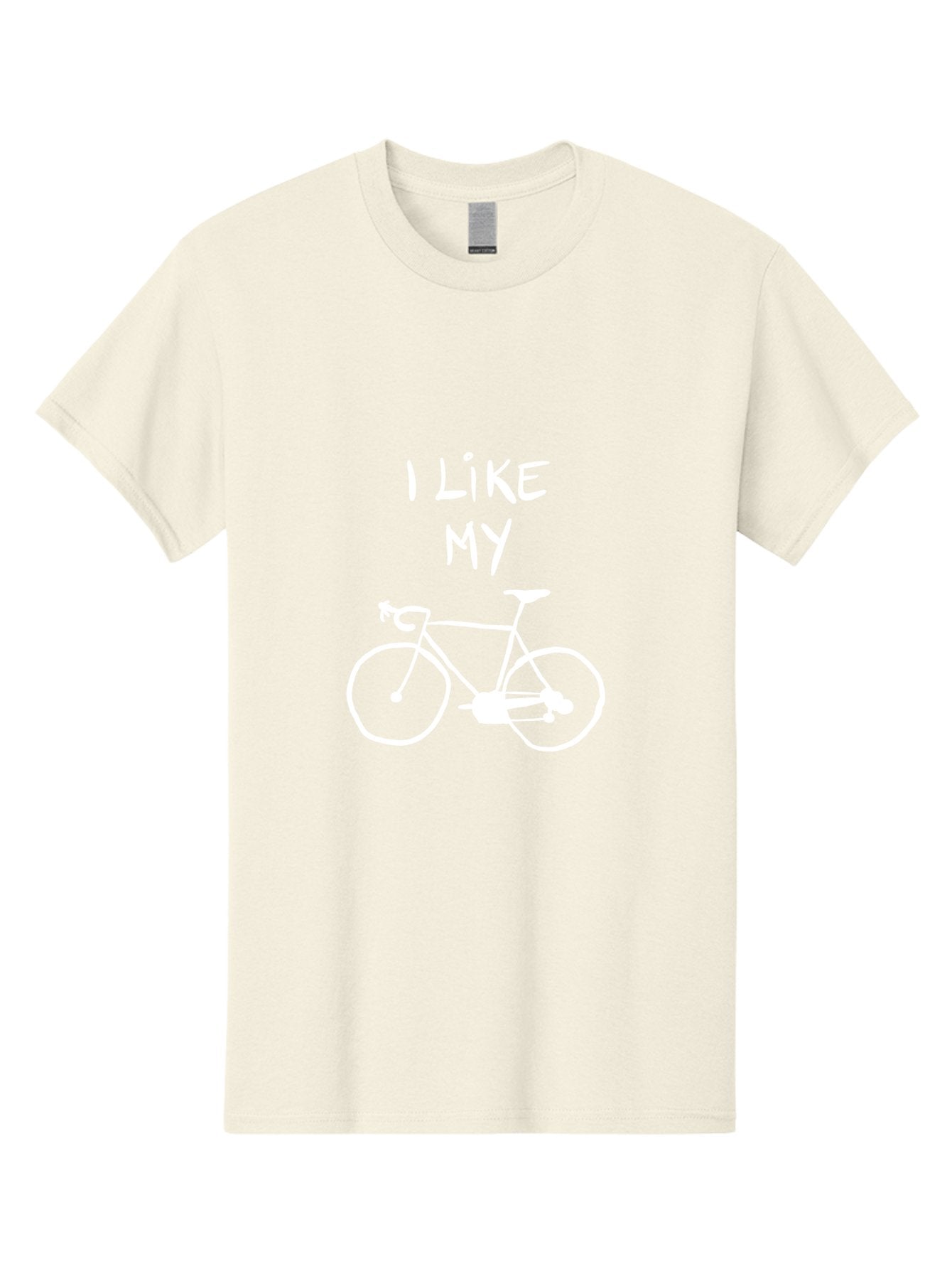 I-Like-My-Bicycle Men'S Graphic Tee, 100% Cotton, Comfortable Casual Summer Wear, Machine Washable, Cycling Culture, Bike Enthusiasts, Love For Cycling, Bicycle Appreciation, Fun Graphic, Simple Design, White Bicycle -  Aaa067 9