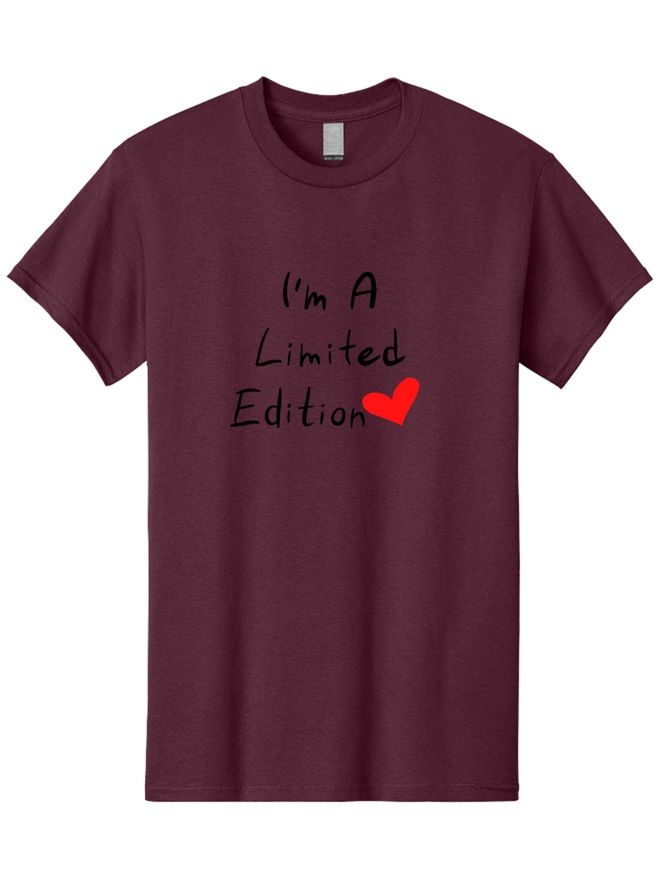 I-M-A-Limited-Edition Men'S Graphic Tee, 100% Cotton, Comfortable Casual Summer Wear, Machine Washable, Limited Edition, Unique, Exclusive, Special, One Of A Kind, Collectible, Red Heart, Handwritten Text, Bold Statement, Quirky Design -  Aaa069