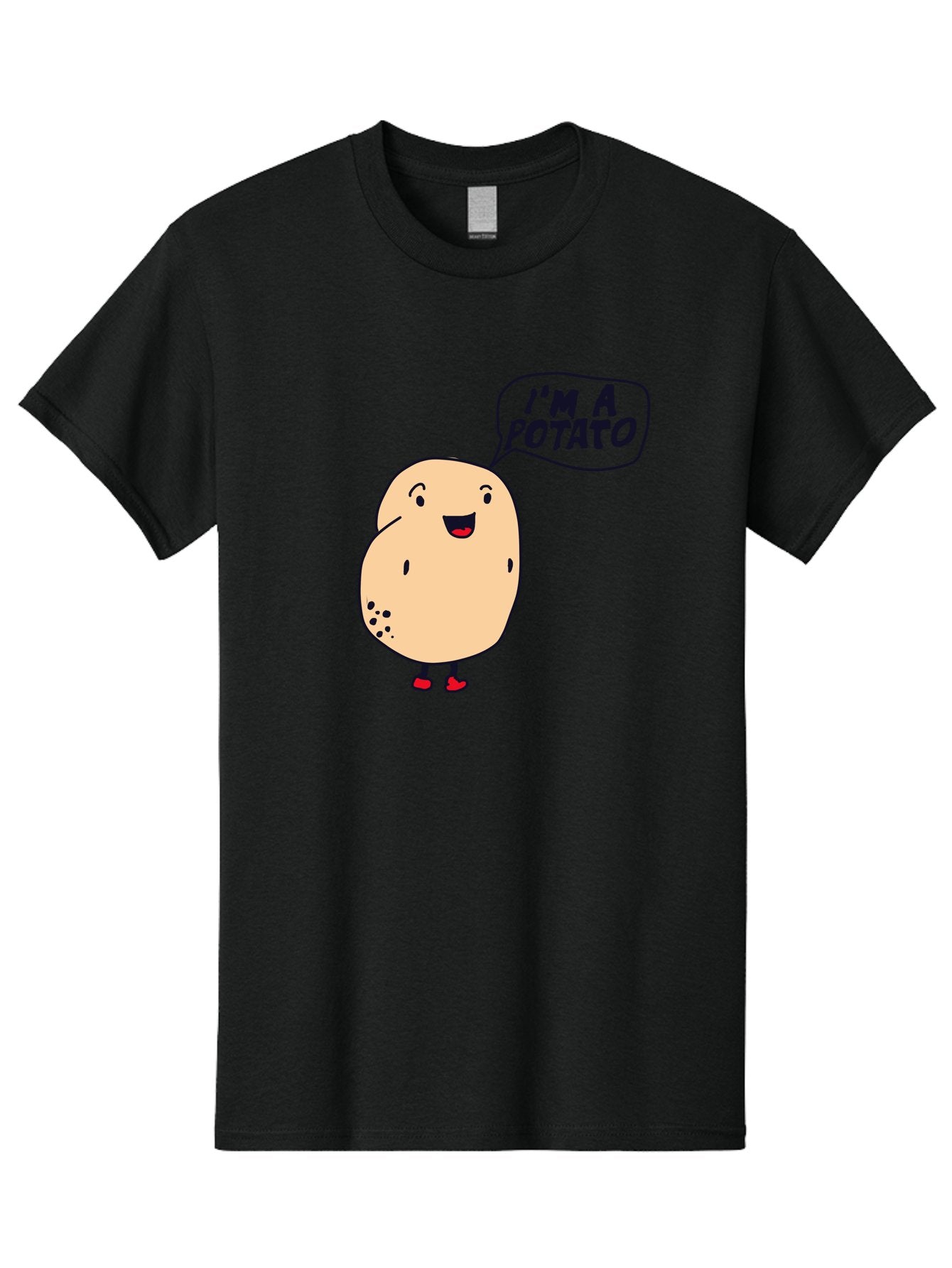I-M-A-Potato Men'S Graphic Tee, 100% Cotton, Comfortable Casual Summer Wear, Machine Washable, I'M A Potato, Cartoon Potato, Smiling Potato, Speech Bubble, Humorous Character, Cute Illustration, Funny Graphic, Playful Design, -  Aaa070 15