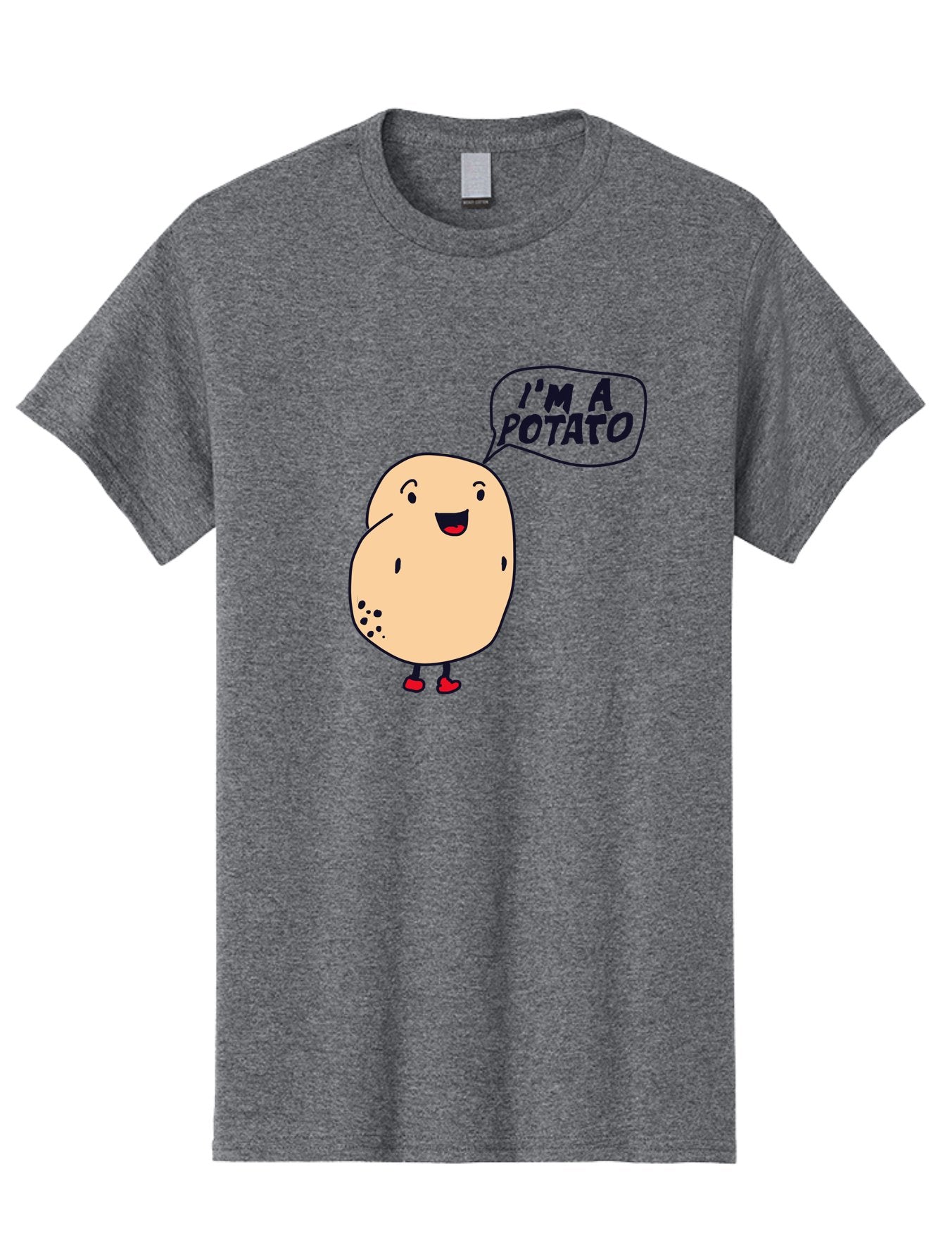 I-M-A-Potato Men'S Graphic Tee, 100% Cotton, Comfortable Casual Summer Wear, Machine Washable, I'M A Potato, Cartoon Potato, Smiling Potato, Speech Bubble, Humorous Character, Cute Illustration, Funny Graphic, Playful Design, -  Aaa070 17