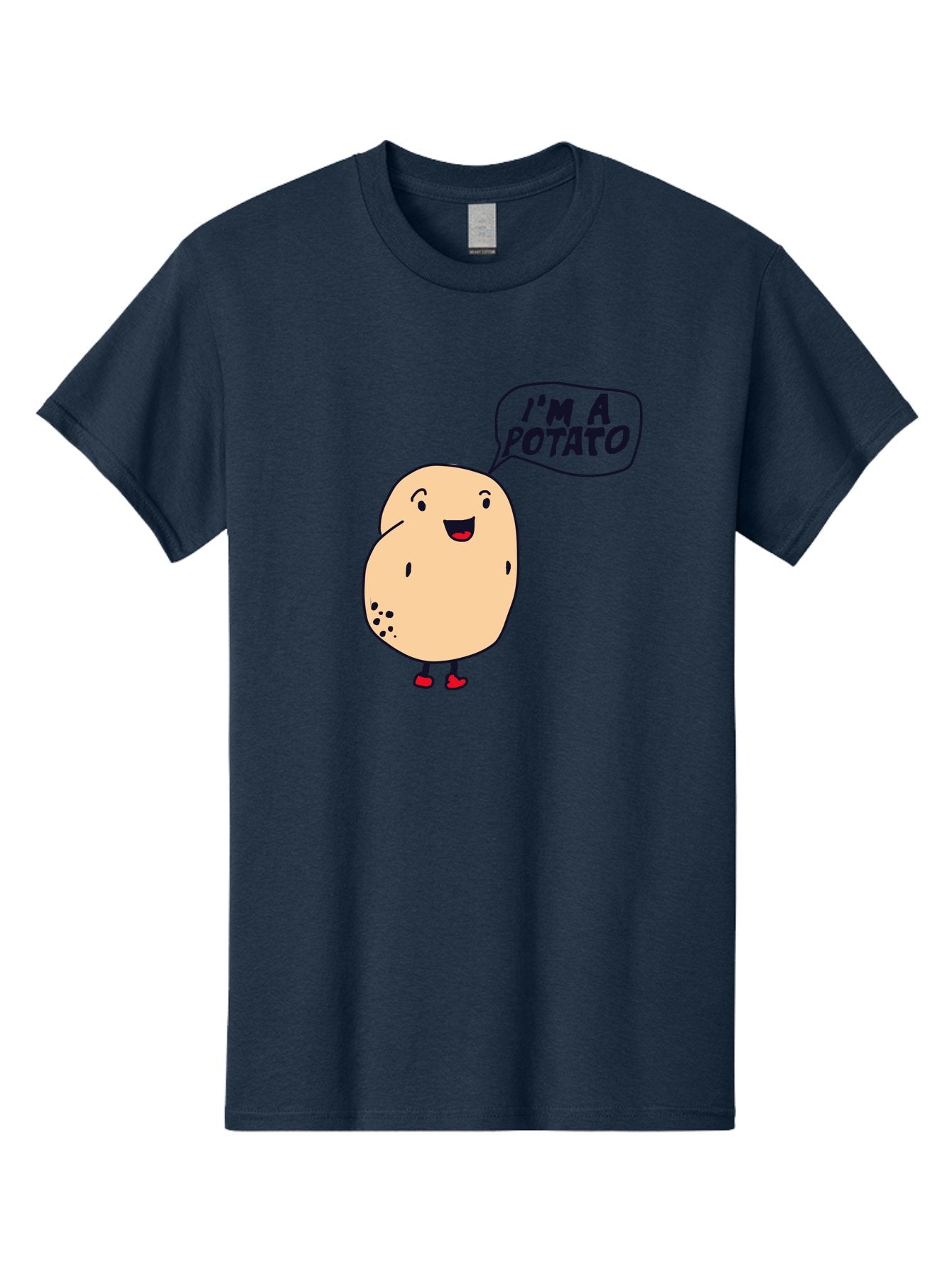 I-M-A-Potato Men'S Graphic Tee, 100% Cotton, Comfortable Casual Summer Wear, Machine Washable, I'M A Potato, Cartoon Potato, Smiling Potato, Speech Bubble, Humorous Character, Cute Illustration, Funny Graphic, Playful Design, -  Aaa070 9