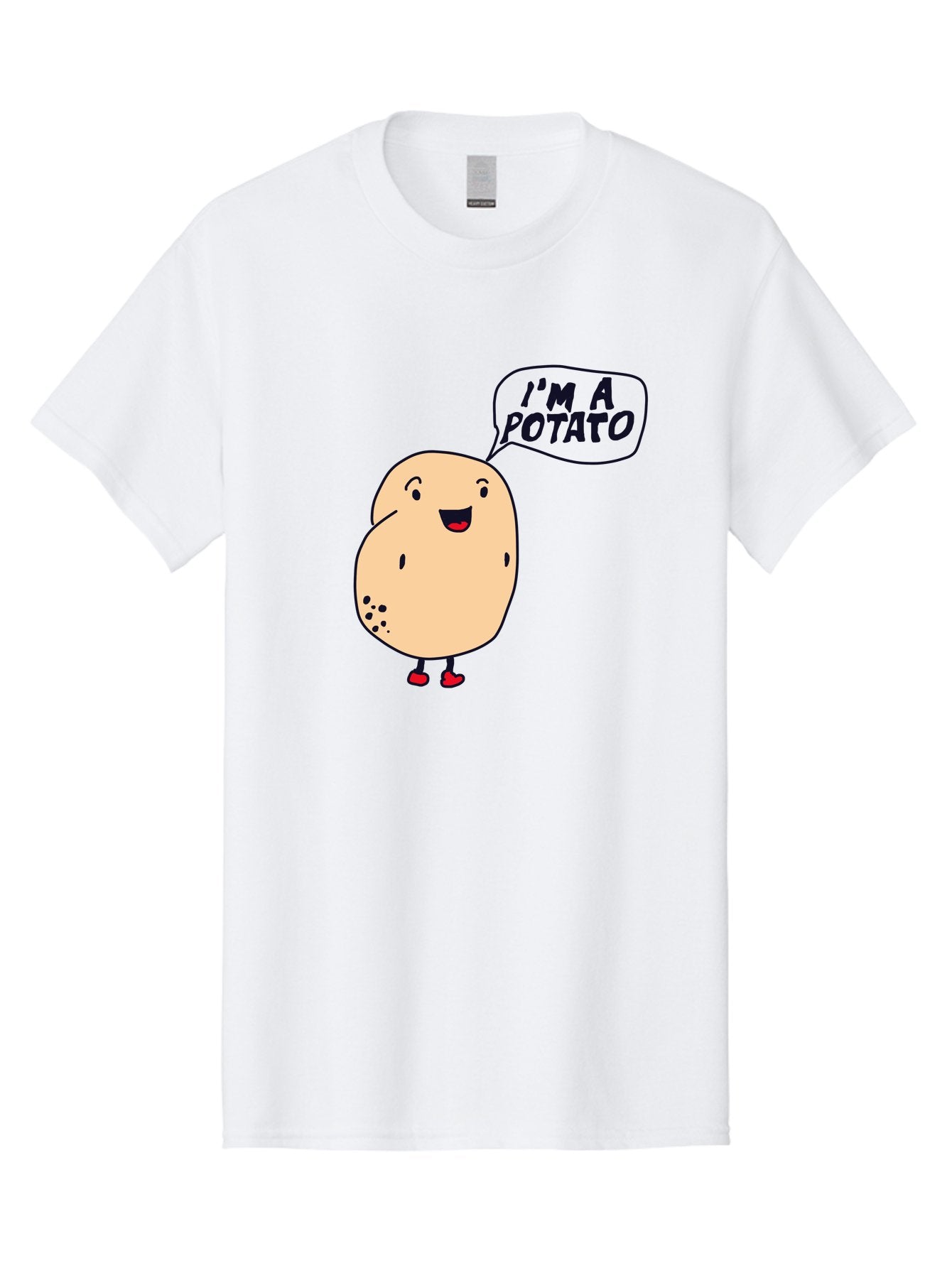 I-M-A-Potato Men'S Graphic Tee, 100% Cotton, Comfortable Casual Summer Wear, Machine Washable, I'M A Potato, Cartoon Potato, Smiling Potato, Speech Bubble, Humorous Character, Cute Illustration, Funny Graphic, Playful Design, -  Aaa070 7