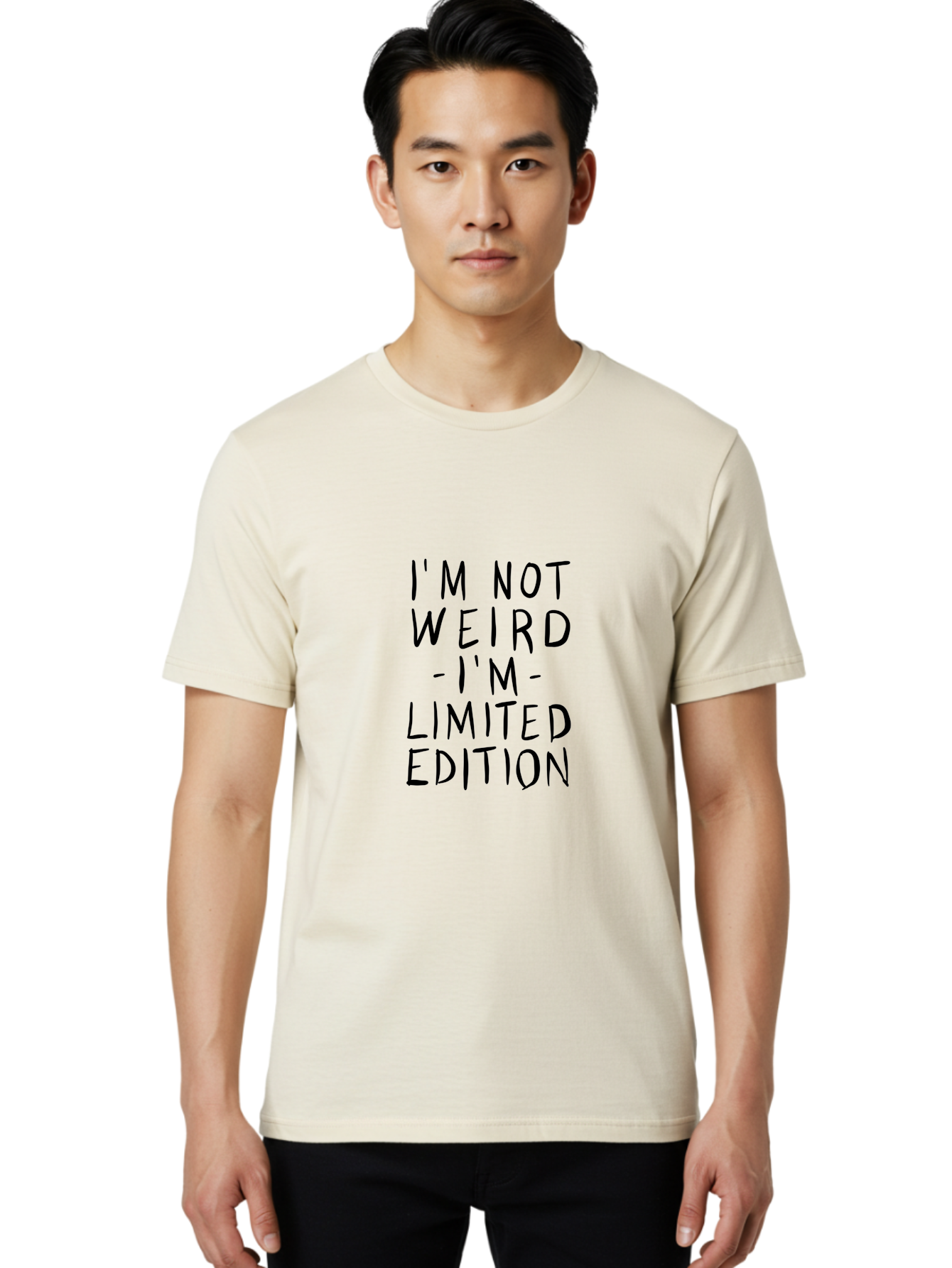 I-M-Not-Weird-I-M-Limited-Edition Men'S Graphic Tee, 100% Cotton, Comfortable Casual Summer Wear, Machine Washable, Unique Personality, Quirky Humor, Inspirational Quote, Funny Saying, Motivational Phrase, Self-Acceptance, Individuality, -  Aaa071