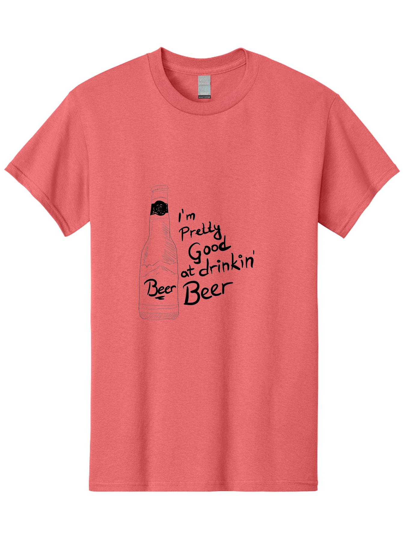 I-M-Pretty-Good-At-Drinkin-Beer Men'S Graphic Tee, 100% Cotton, Comfortable Casual Summer Wear, Machine Washable, Funny Quote, Beer Bottle, Humorous Saying, Sarcastic Humor, Drinking Joke, Beer Lover, Hand Drawn Illustration -  Aaa072 15