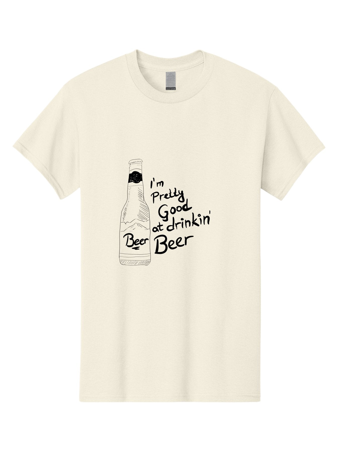 I-M-Pretty-Good-At-Drinkin-Beer Men'S Graphic Tee, 100% Cotton, Comfortable Casual Summer Wear, Machine Washable, Funny Quote, Beer Bottle, Humorous Saying, Sarcastic Humor, Drinking Joke, Beer Lover, Hand Drawn Illustration -  Aaa072 25