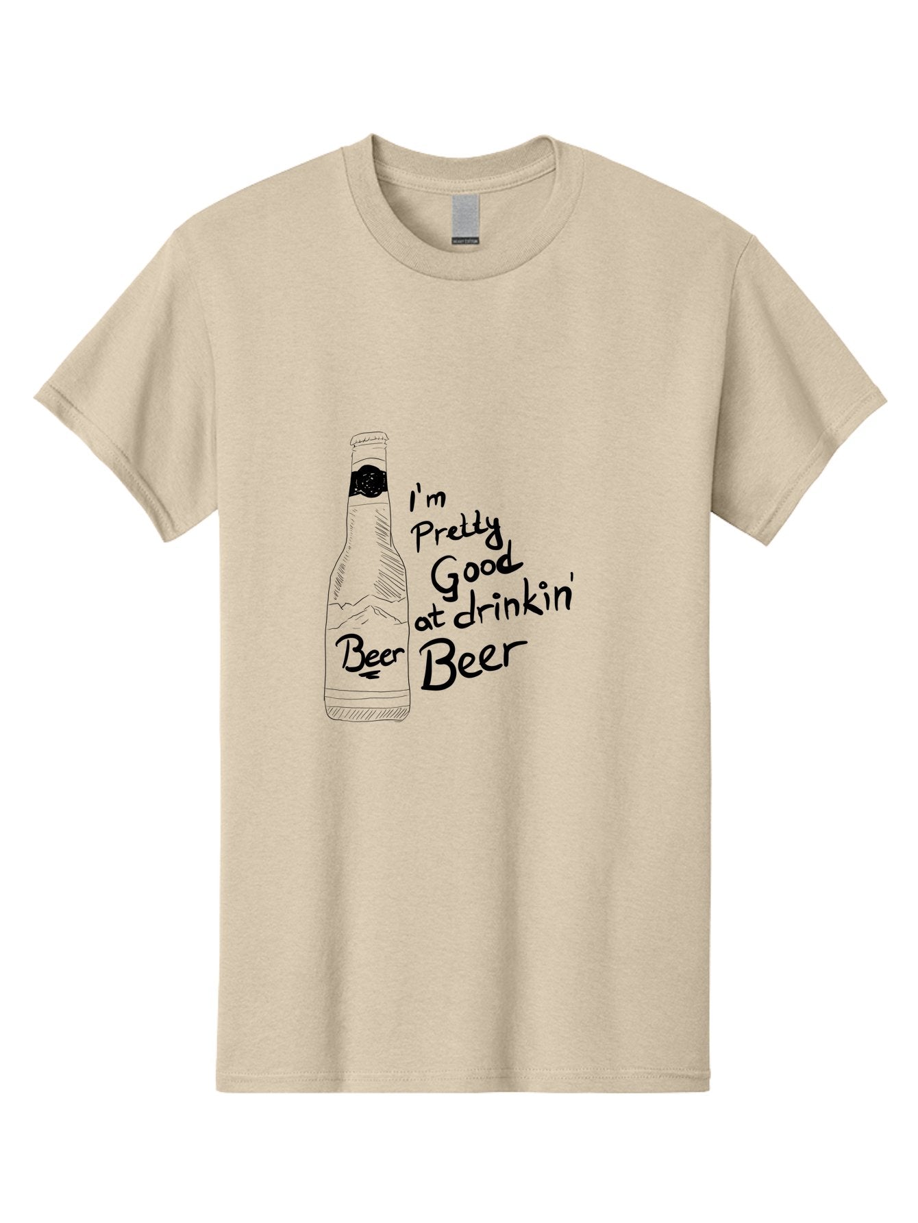 I-M-Pretty-Good-At-Drinkin-Beer Men'S Graphic Tee, 100% Cotton, Comfortable Casual Summer Wear, Machine Washable, Funny Quote, Beer Bottle, Humorous Saying, Sarcastic Humor, Drinking Joke, Beer Lover, Hand Drawn Illustration -  Aaa072 13