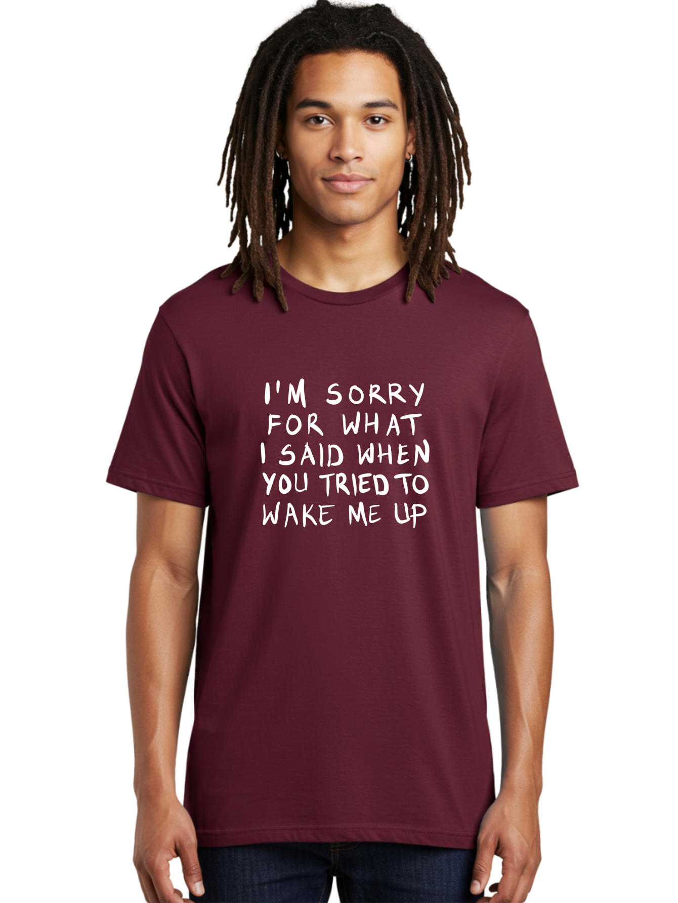 I-M-Sorry-For-What-I-Said-When-You-Tried-To-Wake-Me-Up Men'S Graphic Tee, 100% Cotton, Comfortable Casual Summer Wear, Machine Washable, Apology Message, Funny Quotes, Morning Humor, Wake Up Humor, Grumpy Morning, Sarcastic Apology, -  Aaa074 30