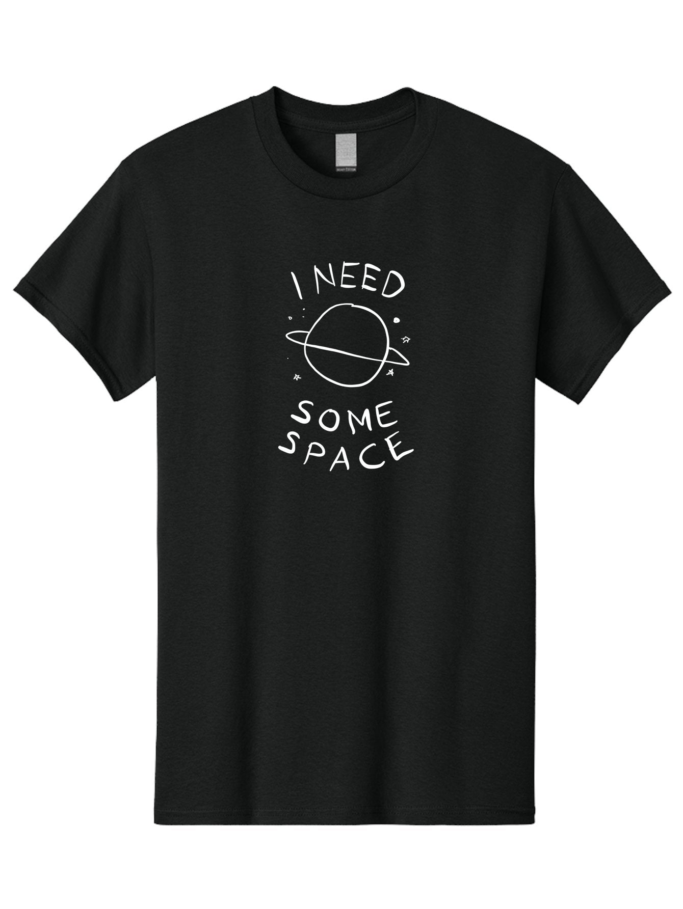 I-Need-Some-Space Men'S Graphic Tee, 100% Cotton, Comfortable Casual Summer Wear, Machine Washable, Saturn, Planet, Hand-Drawn Illustration, Quirky Design, Humorous Quote, Minimalistic Art, Simplicity, Celestial Body, Ringed Planet, -  Aaa075 21