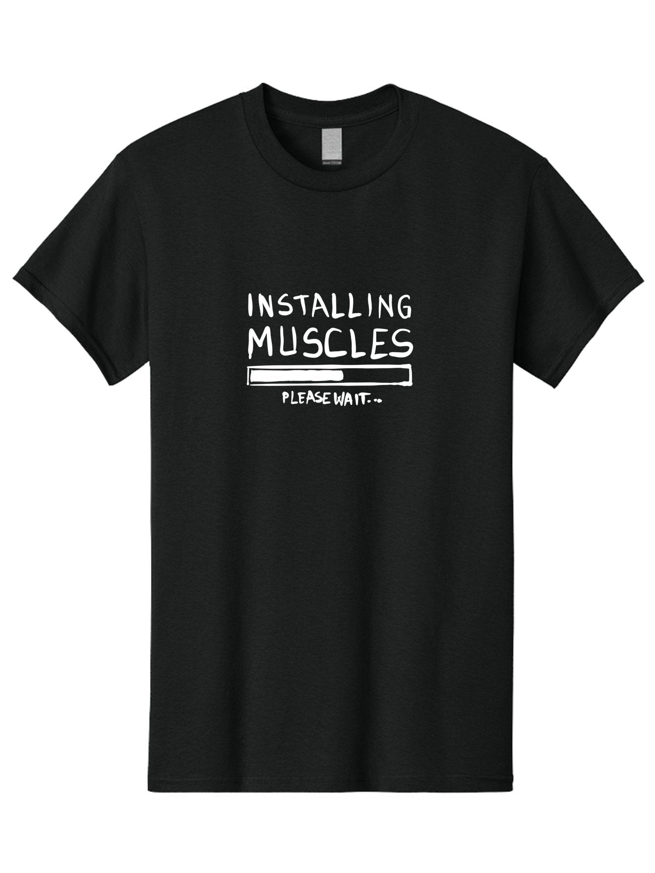 Installing-Muscles Men'S Graphic Tee, 100% Cotton, Comfortable Casual Summer Wear, Machine Washable, Installing Muscles, Gym Humor, Fitness Motivation, Progress Bar, Workout Joke, Please Wait, Fitness Quote -  Aaa081 17