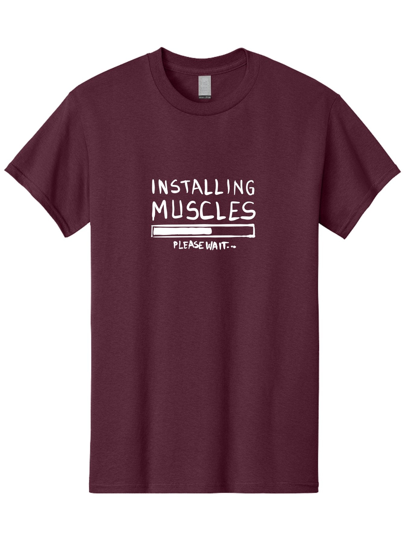 Installing-Muscles Men'S Graphic Tee, 100% Cotton, Comfortable Casual Summer Wear, Machine Washable, Installing Muscles, Gym Humor, Fitness Motivation, Progress Bar, Workout Joke, Please Wait, Fitness Quote -  Aaa081 7