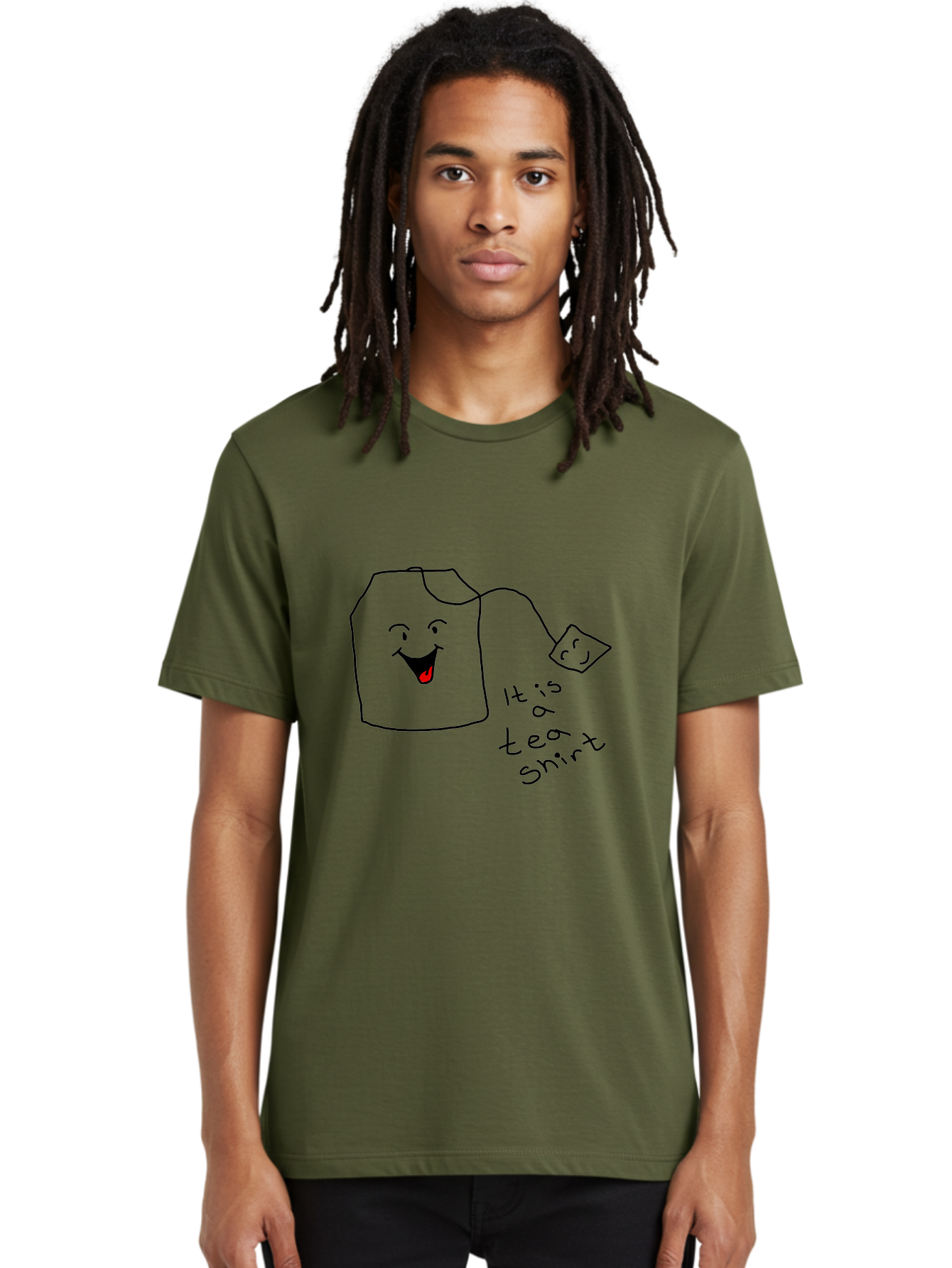 It-Is-Tea-Shirt Men'S Graphic Tee, 100% Cotton, Comfortable Casual Summer Wear, Machine Washable, Funny Pun, Cartoon Character, Tea Cup, Smiling Face, Tea Bag, Playful Joke, Wordplay, Humorous Image, Cute Design, Simple Drawing, Comical Art -  Aaa082 14