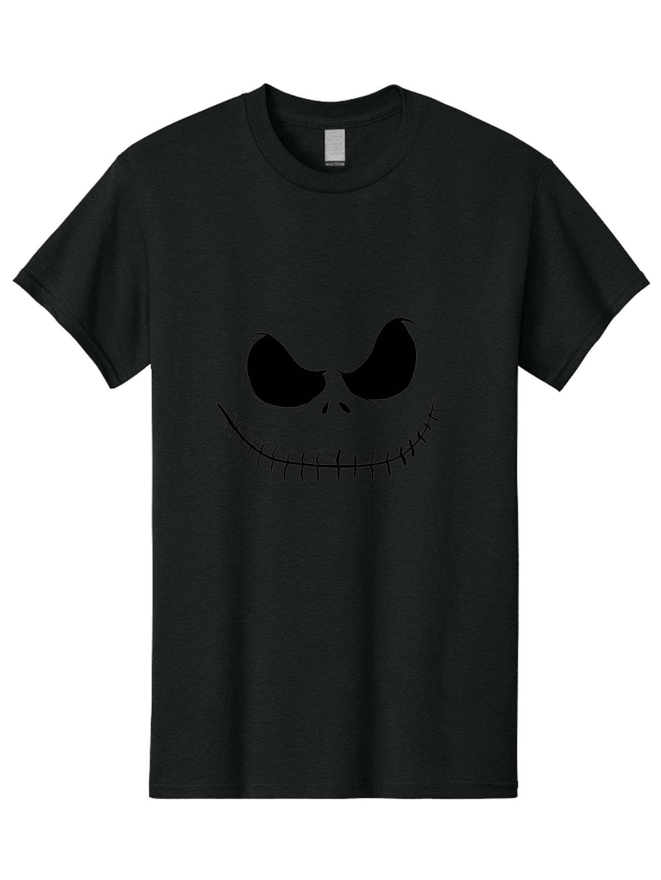 Jack-Skellington-Face Men'S Graphic Tee, 100% Cotton, Comfortable Casual Summer Wear, Machine Washable, Jack Skellington Face, The Nightmare Before Christmas Character, Spooky Face, Black Silhouette, Stitched Smile, Halloween Icon, -  Aaa083 15