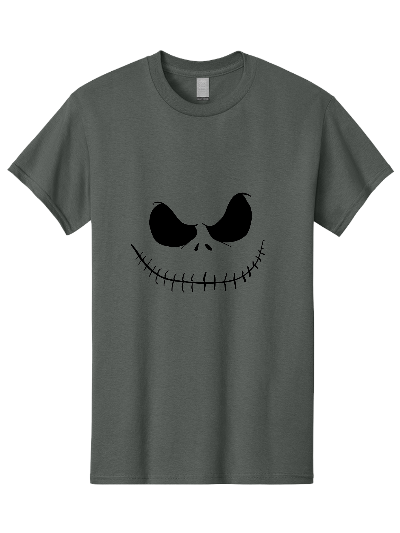 Jack-Skellington-Face Men'S Graphic Tee, 100% Cotton, Comfortable Casual Summer Wear, Machine Washable, Jack Skellington Face, The Nightmare Before Christmas Character, Spooky Face, Black Silhouette, Stitched Smile, Halloween Icon, -  Aaa083 3