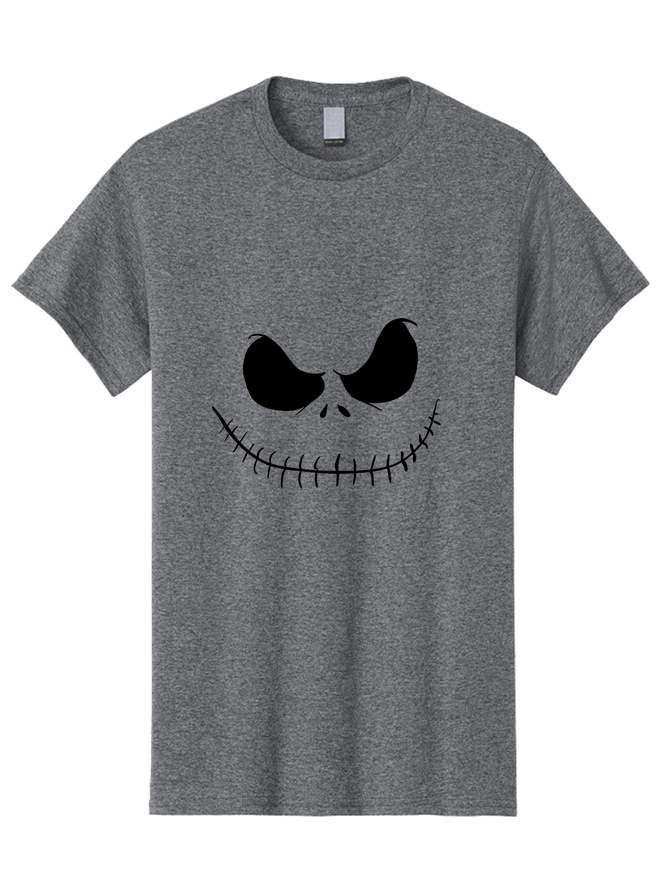 Jack-Skellington-Face Men'S Graphic Tee, 100% Cotton, Comfortable Casual Summer Wear, Machine Washable, Jack Skellington Face, The Nightmare Before Christmas Character, Spooky Face, Black Silhouette, Stitched Smile, Halloween Icon, -  Aaa083 11