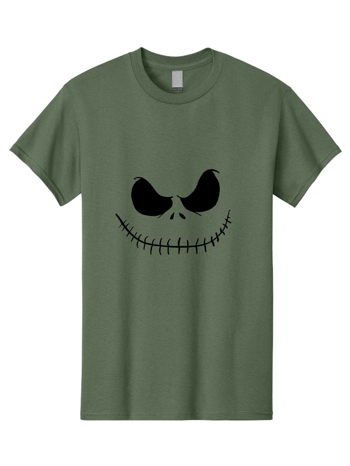 Jack-Skellington-Face Men'S Graphic Tee, 100% Cotton, Comfortable Casual Summer Wear, Machine Washable, Jack Skellington Face, The Nightmare Before Christmas Character, Spooky Face, Black Silhouette, Stitched Smile, Halloween Icon, -  Aaa083 7