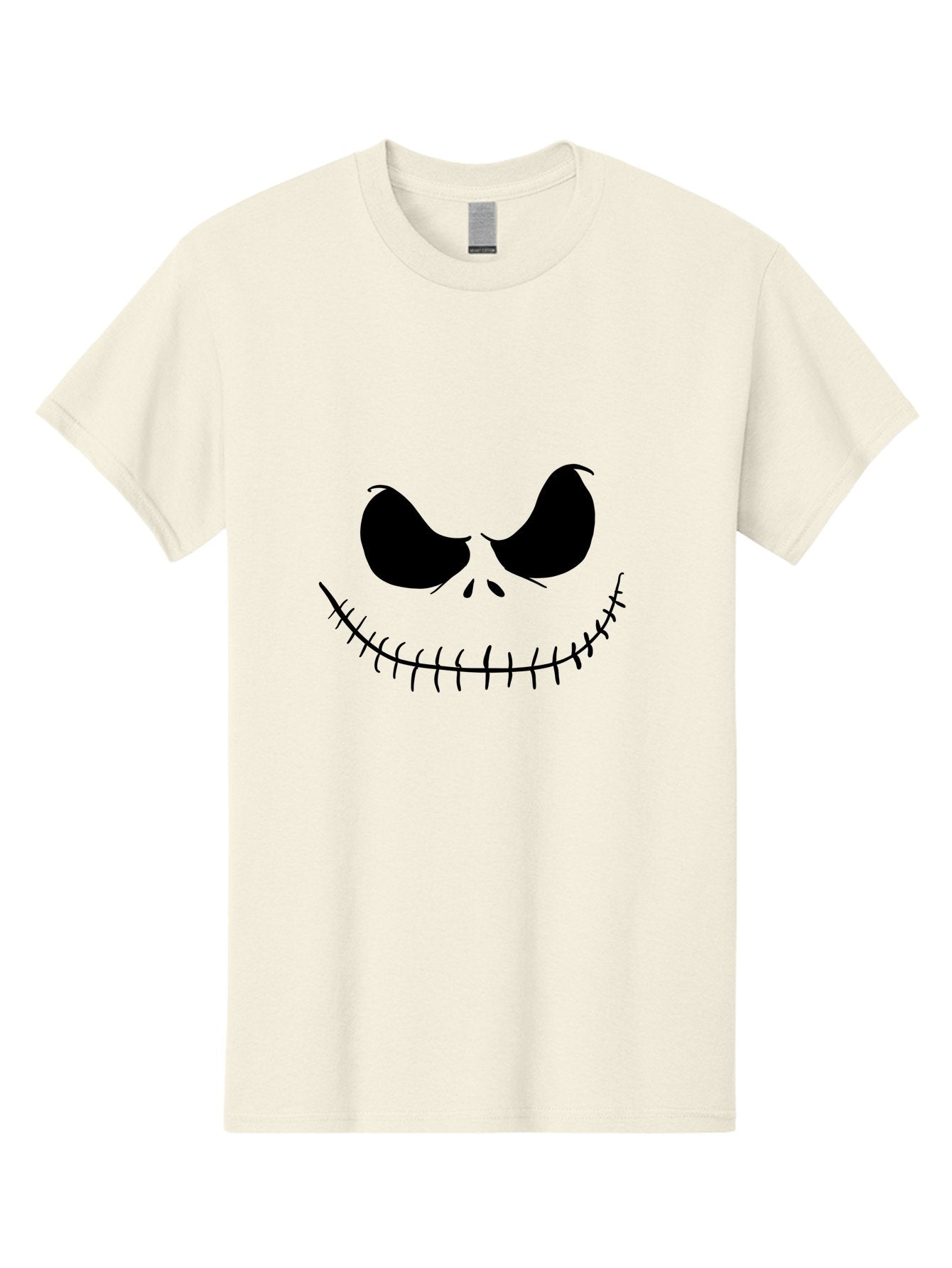 Jack-Skellington-Face Men'S Graphic Tee, 100% Cotton, Comfortable Casual Summer Wear, Machine Washable, Jack Skellington Face, The Nightmare Before Christmas Character, Spooky Face, Black Silhouette, Stitched Smile, Halloween Icon, -  Aaa083 21