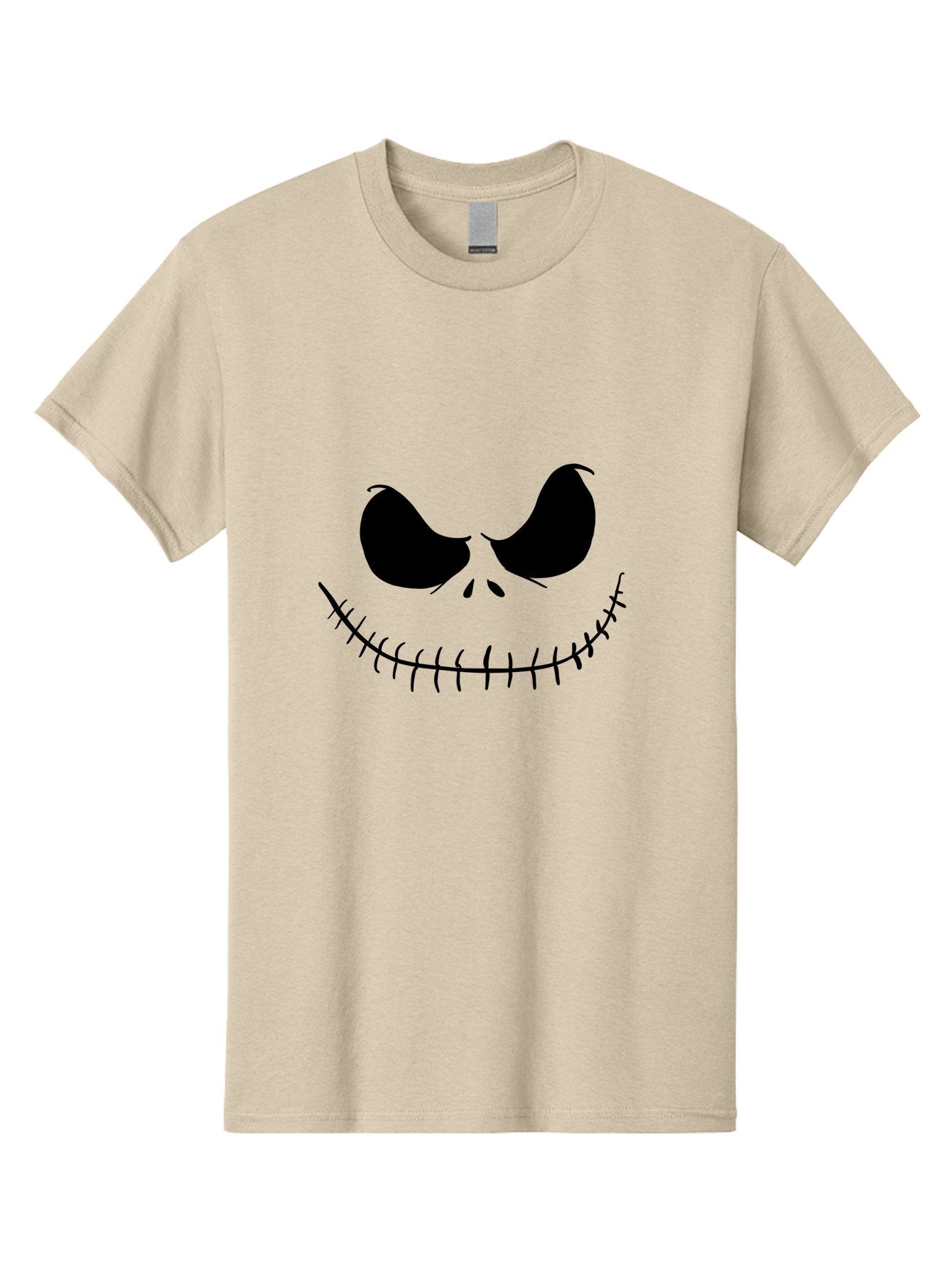 Jack-Skellington-Face Men'S Graphic Tee, 100% Cotton, Comfortable Casual Summer Wear, Machine Washable, Jack Skellington Face, The Nightmare Before Christmas Character, Spooky Face, Black Silhouette, Stitched Smile, Halloween Icon, -  Aaa083 23