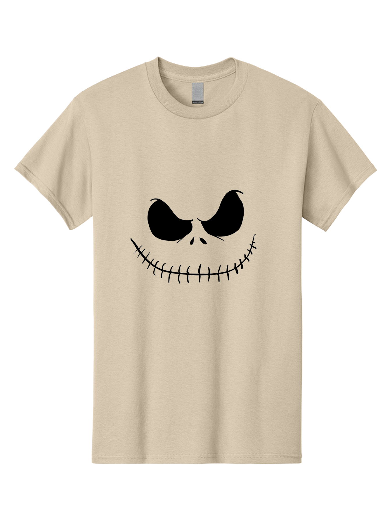 Jack-Skellington-Face Men'S Graphic Tee, 100% Cotton, Comfortable Casual Summer Wear, Machine Washable, Jack Skellington Face, The Nightmare Before Christmas Character, Spooky Face, Black Silhouette, Stitched Smile, Halloween Icon, -  Aaa083 19