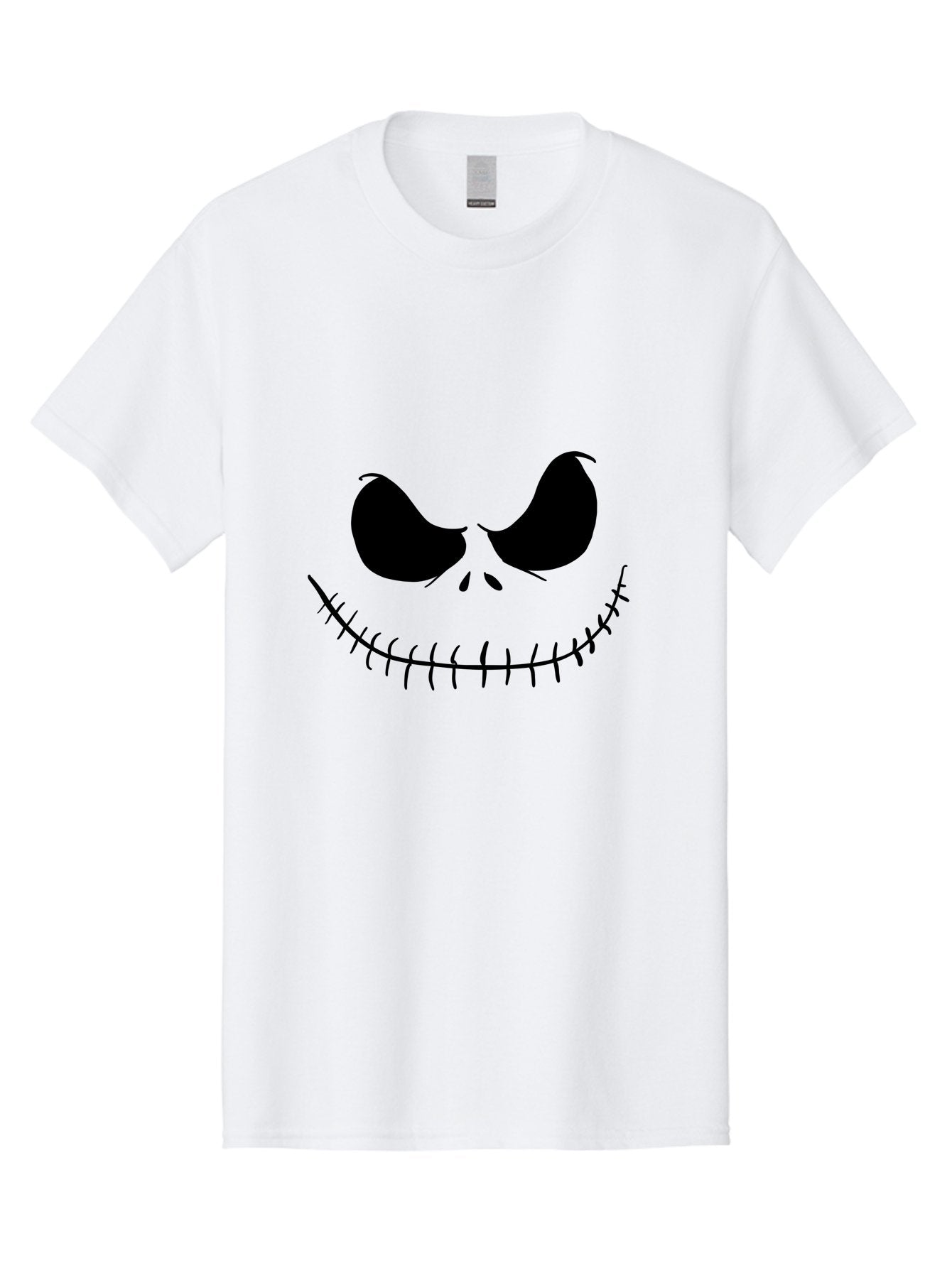 Jack-Skellington-Face Men'S Graphic Tee, 100% Cotton, Comfortable Casual Summer Wear, Machine Washable, Jack Skellington Face, The Nightmare Before Christmas Character, Spooky Face, Black Silhouette, Stitched Smile, Halloween Icon, -  Aaa083 27