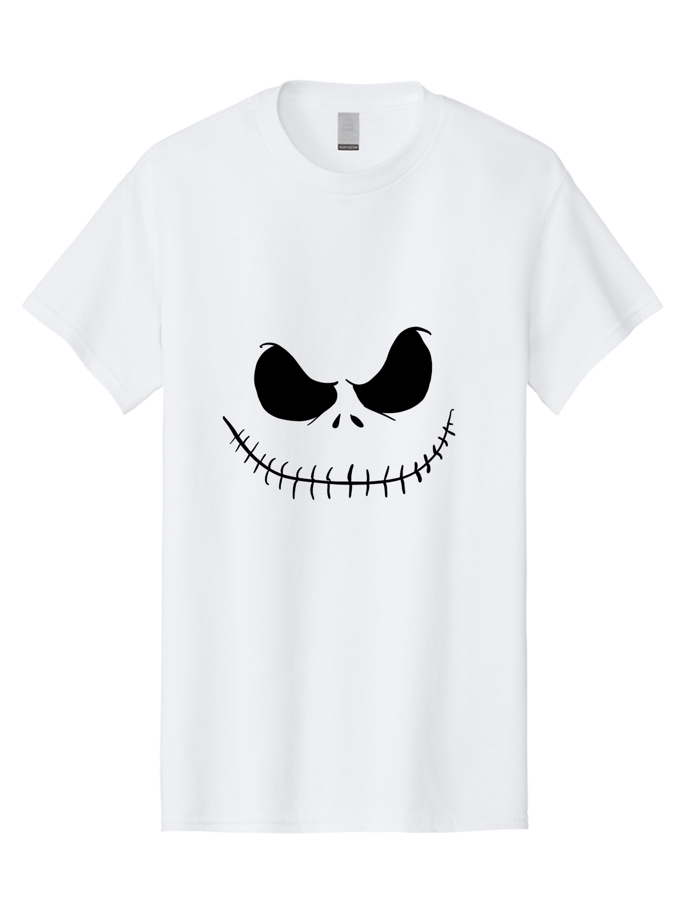 Jack-Skellington-Face Men'S Graphic Tee, 100% Cotton, Comfortable Casual Summer Wear, Machine Washable, Jack Skellington Face, The Nightmare Before Christmas Character, Spooky Face, Black Silhouette, Stitched Smile, Halloween Icon, -  Aaa083 13