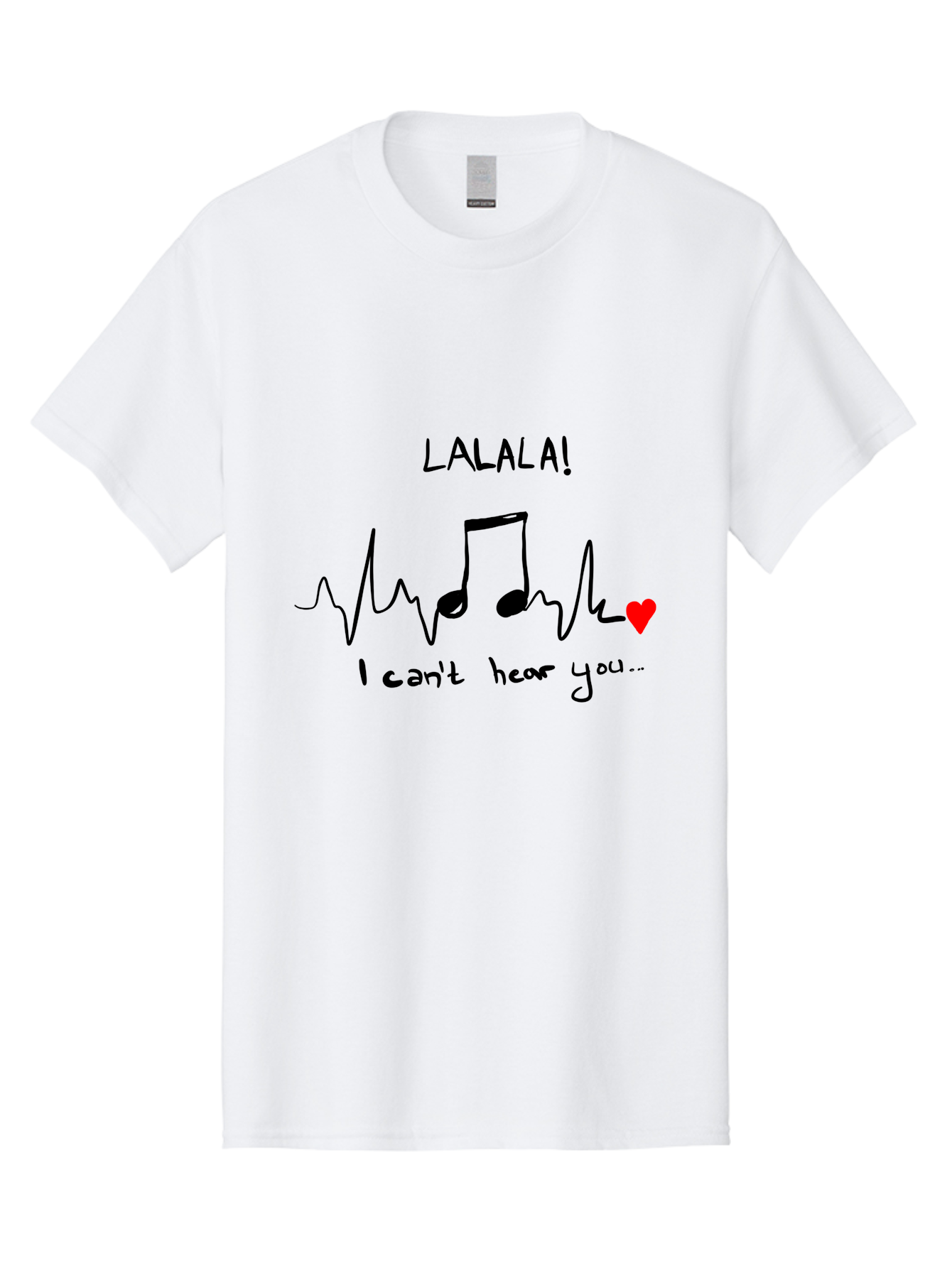 Lalala Men'S Graphic Tee, 100% Cotton, Comfortable Casual Summer Wear, Machine Washable, Musical Notes, Heartbeat Rhythm, Love Symbol, Melody, Harmony, Music Art, Quirky Design -  Aaa085