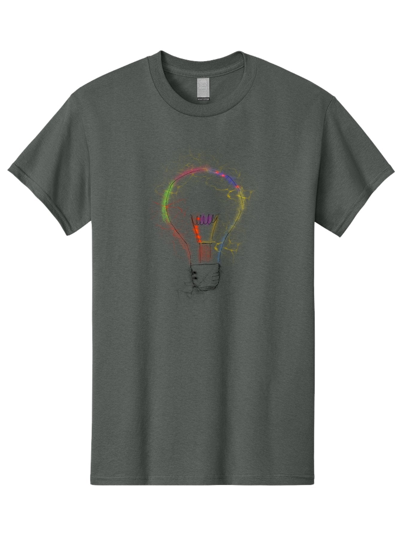 Light-Bulb-Sketch Men'S Graphic Tee, 100% Cotton, Comfortable Casual Summer Wear, Machine Washable, Light Bulb, Hand-Drawn Image, Creative Ideas, Innovative Concepts, Inspirational Symbol, Brainstorming, Problem-Solving -  Aaa087