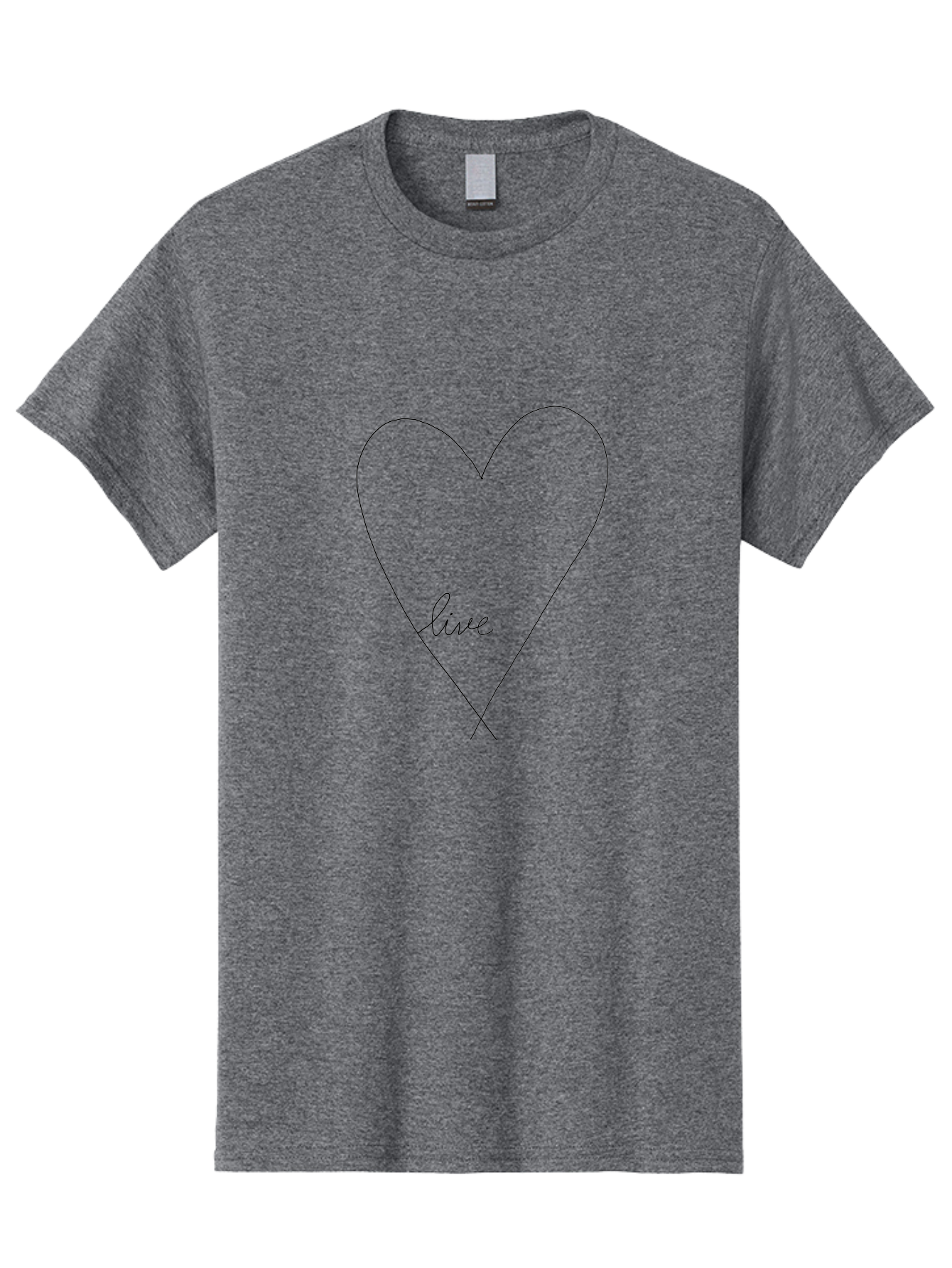 Live-Heart Men'S Graphic Tee, 100% Cotton, Comfortable Casual Summer Wear, Machine Washable, Simple Heart Shape, Minimalist Design, Cursive Text, Inspirational Quote, Motivational Symbol, Hand-Drawn Illustration, Love And Positivity -  Aaa090 7