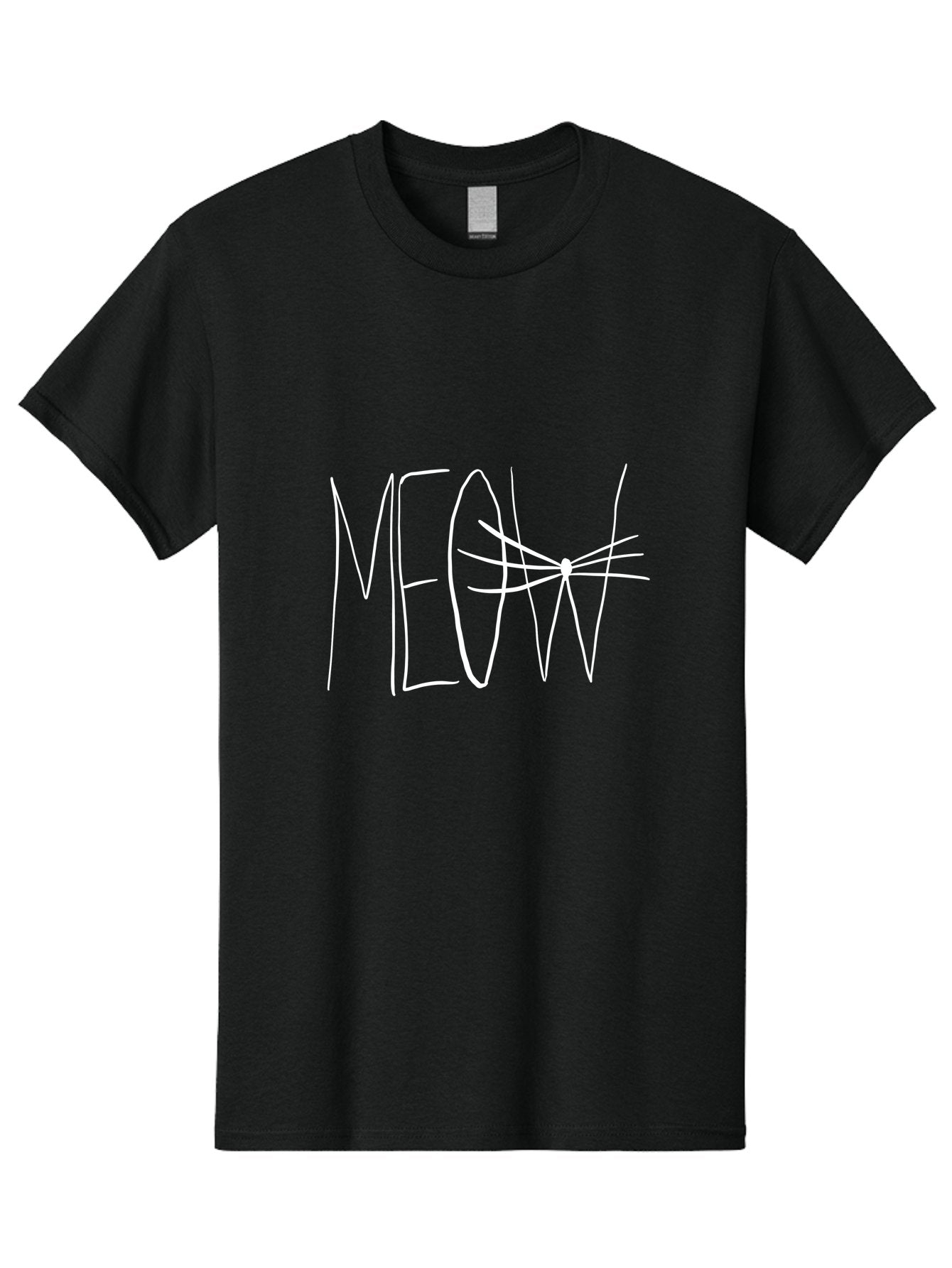 Meow Men'S Graphic Tee, 100% Cotton, Comfortable Casual Summer Wear, Machine Washable, Handwritten Cat Sound, Whimsical Font, Feline Theme, Meow Text, Playful Design, Cat Lovers, Cute Typography, White On Green -  Aaa095 15
