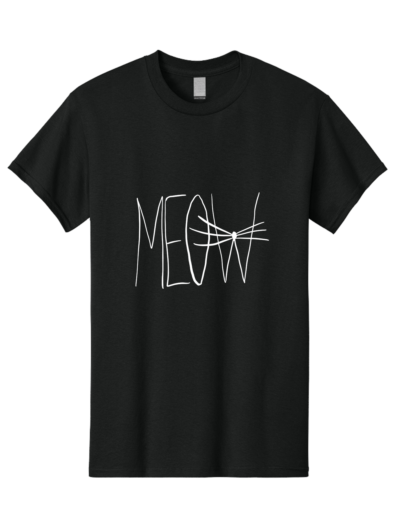 Meow Men'S Graphic Tee, 100% Cotton, Comfortable Casual Summer Wear, Machine Washable, Handwritten Cat Sound, Whimsical Font, Feline Theme, Meow Text, Playful Design, Cat Lovers, Cute Typography, White On Green -  Aaa095 13