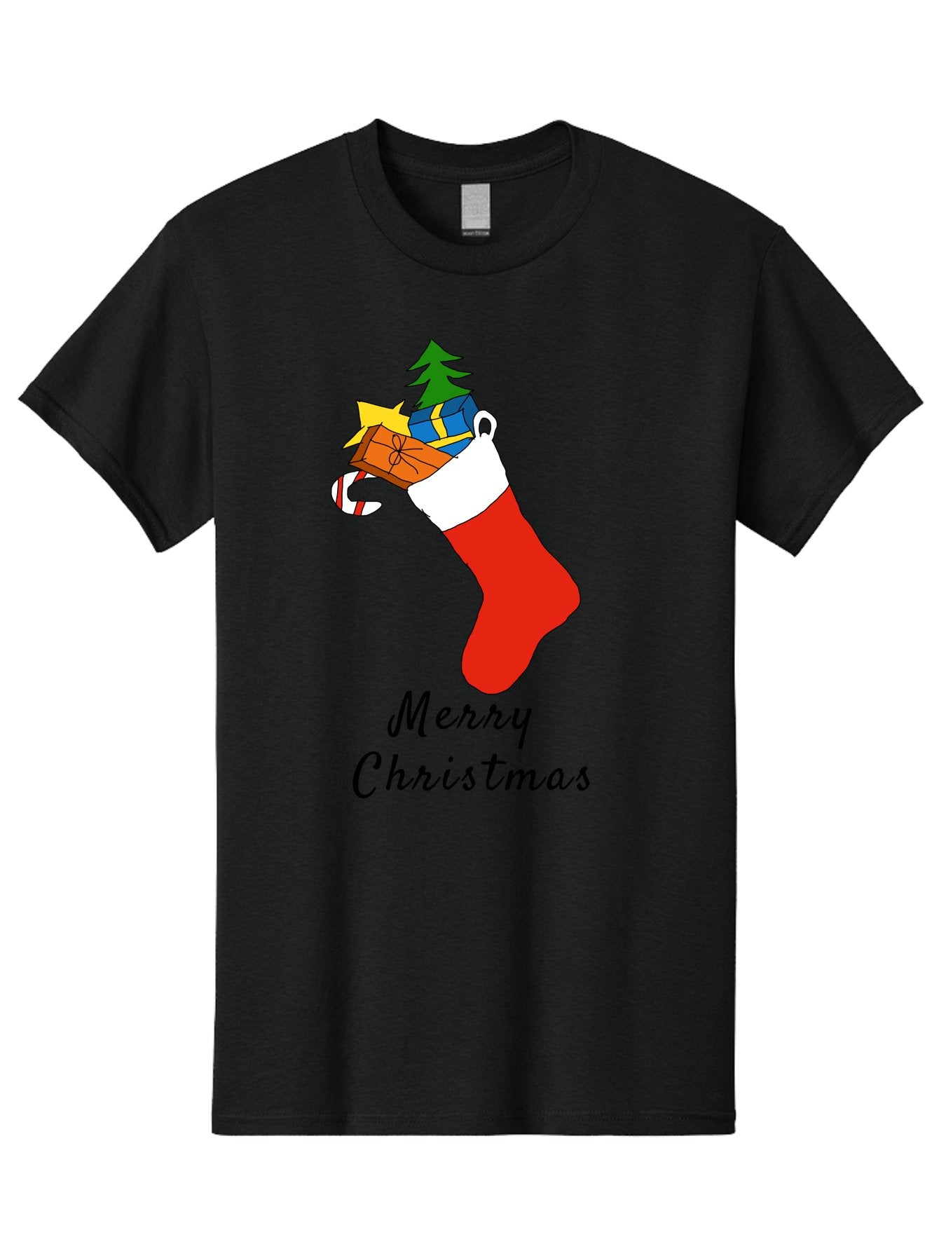 Merry-Christmas-1 Men'S Graphic Tee, 100% Cotton, Comfortable Casual Summer Wear, Machine Washable, Christmas Stocking, Holiday Gifts, Festive Decorations, Christmas Tree, Wrapped Presents, Candy Cane, Merry Christmas Greeting, -  Aaa096 9