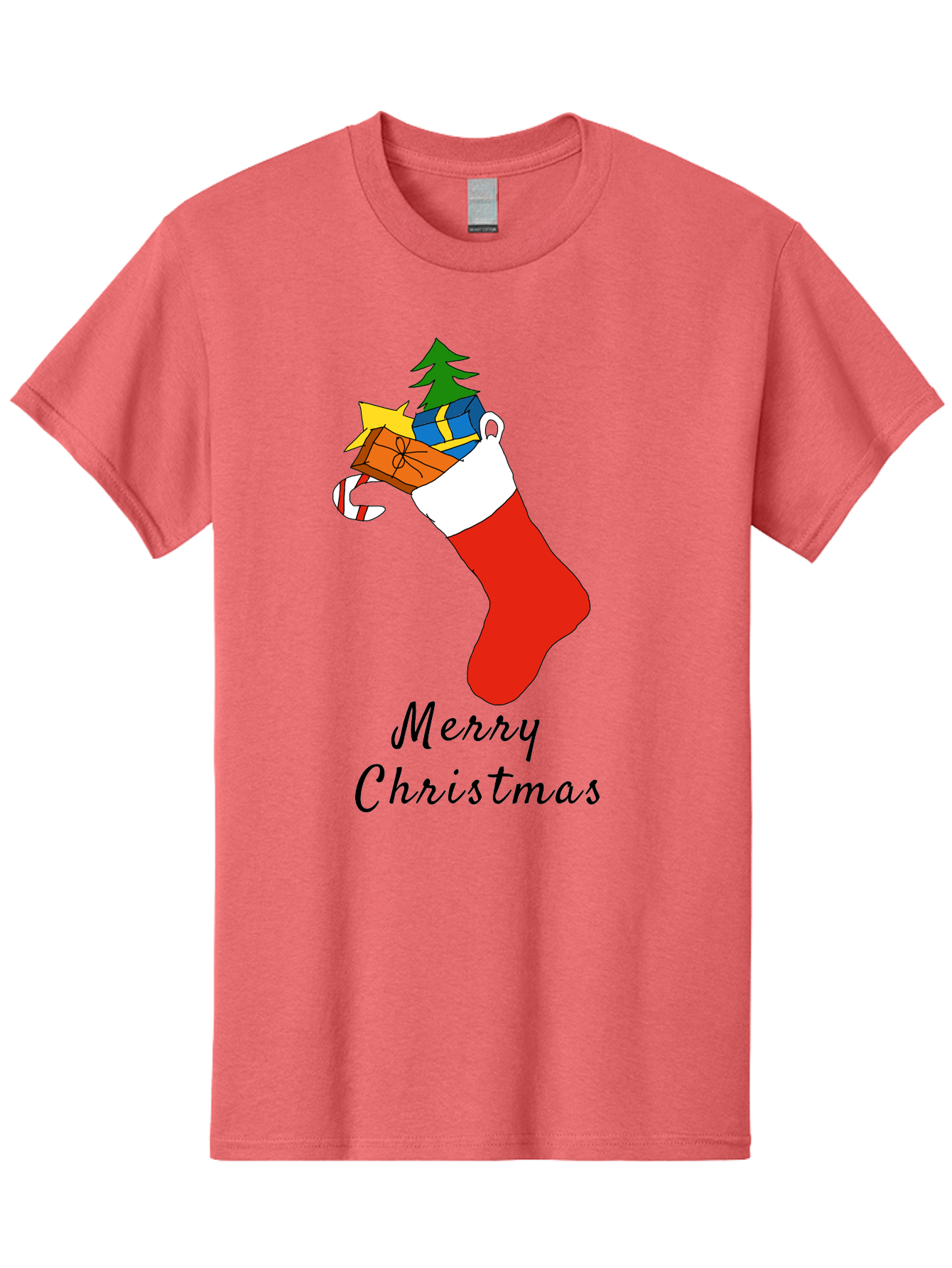 Merry-Christmas-1 Men'S Graphic Tee, 100% Cotton, Comfortable Casual Summer Wear, Machine Washable, Christmas Stocking, Holiday Gifts, Festive Decorations, Christmas Tree, Wrapped Presents, Candy Cane, Merry Christmas Greeting, -  Aaa096 7