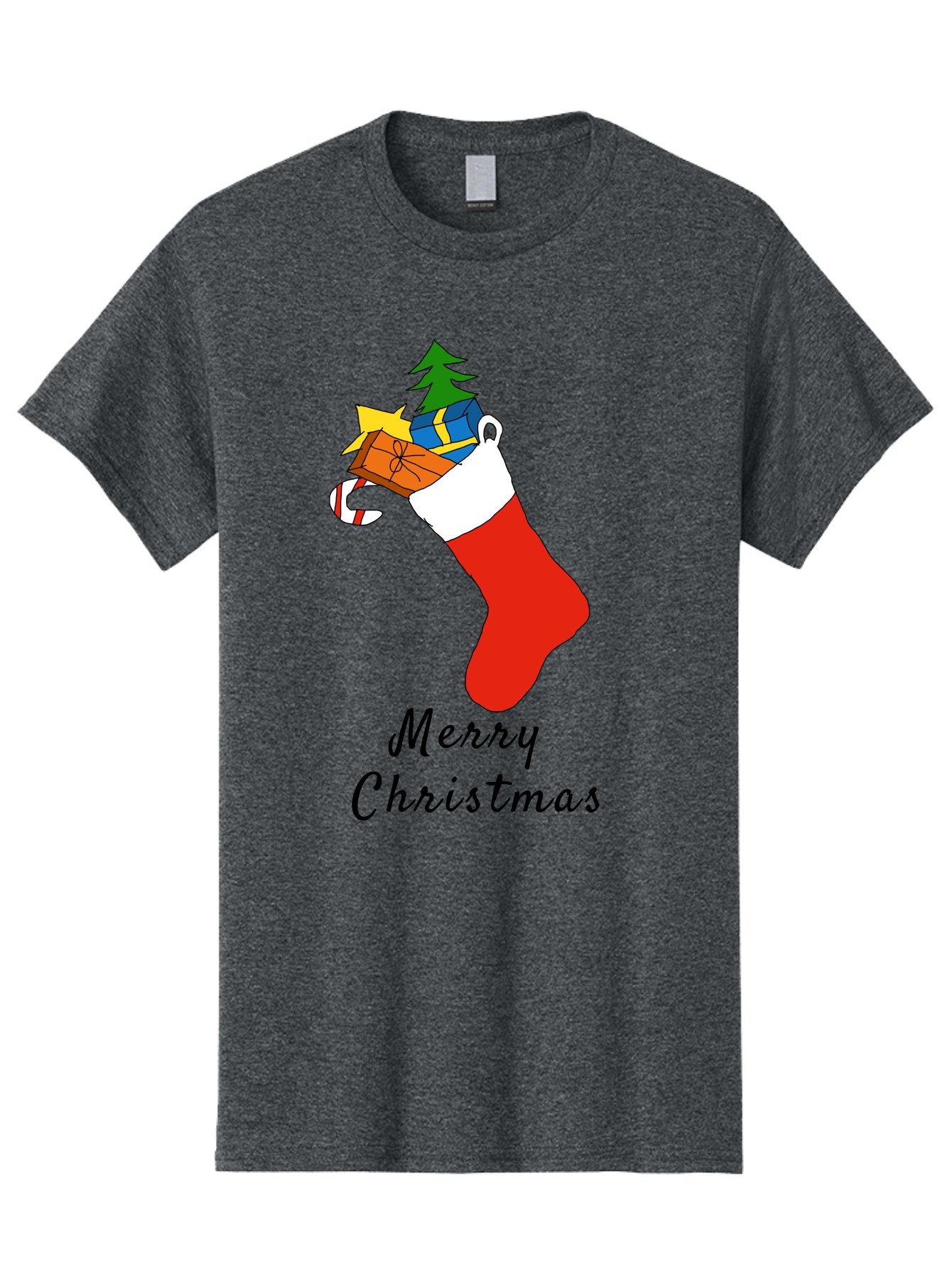 Merry-Christmas-1 Men'S Graphic Tee, 100% Cotton, Comfortable Casual Summer Wear, Machine Washable, Christmas Stocking, Holiday Gifts, Festive Decorations, Christmas Tree, Wrapped Presents, Candy Cane, Merry Christmas Greeting, -  Aaa096 3