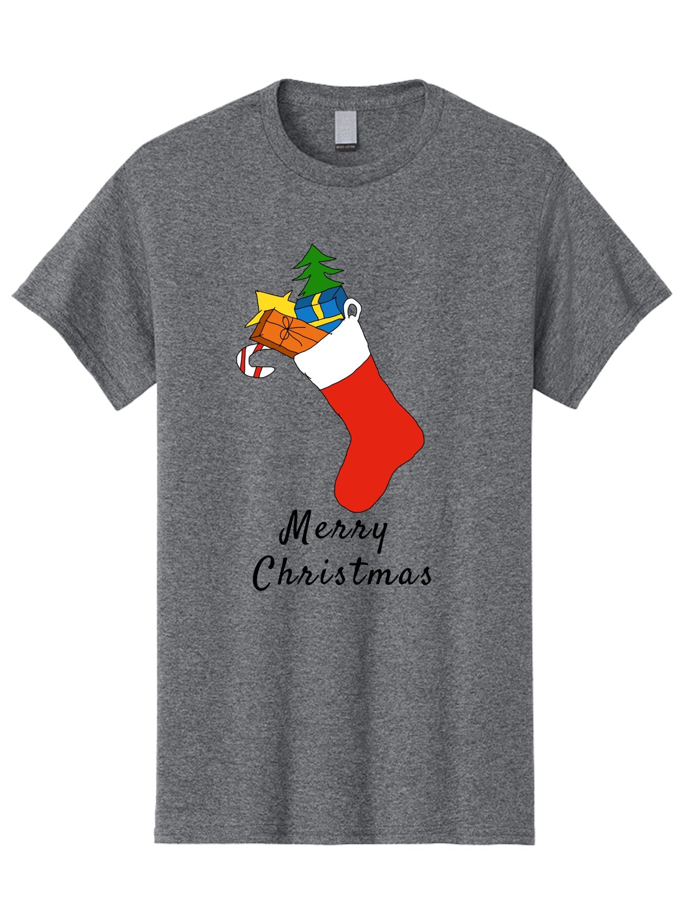 Merry-Christmas-1 Men'S Graphic Tee, 100% Cotton, Comfortable Casual Summer Wear, Machine Washable, Christmas Stocking, Holiday Gifts, Festive Decorations, Christmas Tree, Wrapped Presents, Candy Cane, Merry Christmas Greeting, -  Aaa096 7