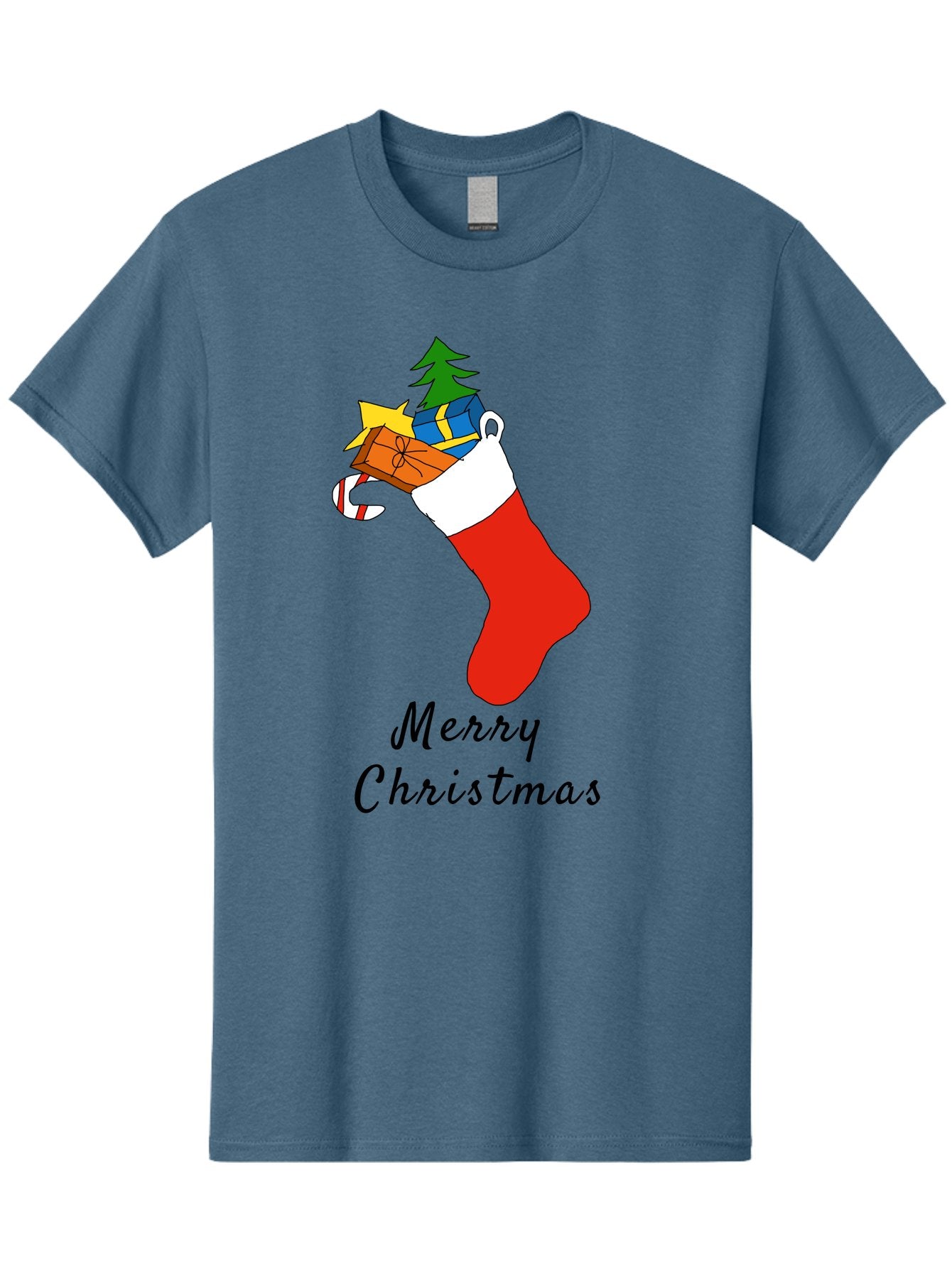 Merry-Christmas-1 Men'S Graphic Tee, 100% Cotton, Comfortable Casual Summer Wear, Machine Washable, Christmas Stocking, Holiday Gifts, Festive Decorations, Christmas Tree, Wrapped Presents, Candy Cane, Merry Christmas Greeting, -  Aaa096 13