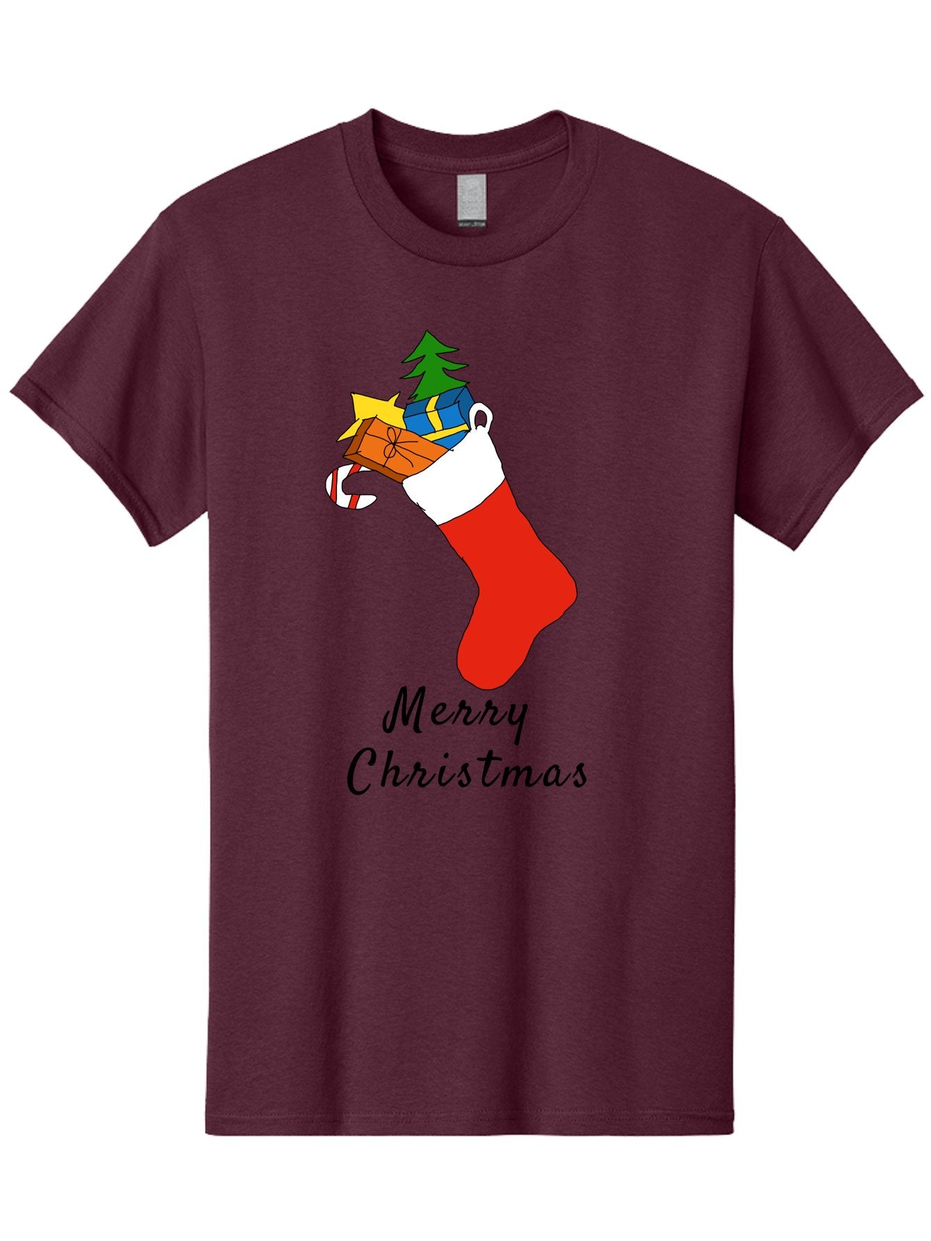 Merry-Christmas-1 Men'S Graphic Tee, 100% Cotton, Comfortable Casual Summer Wear, Machine Washable, Christmas Stocking, Holiday Gifts, Festive Decorations, Christmas Tree, Wrapped Presents, Candy Cane, Merry Christmas Greeting, -  Aaa096 23