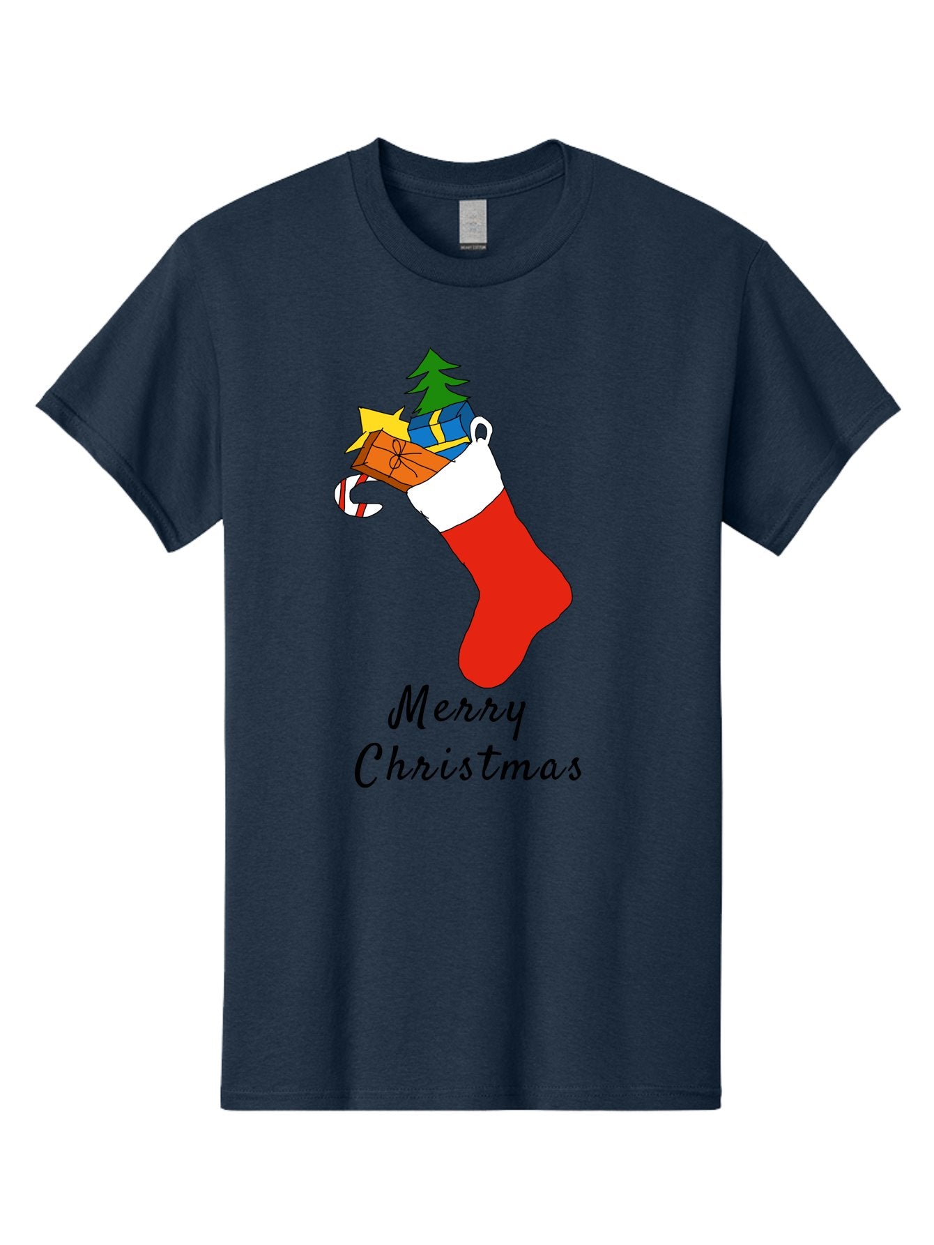 Merry-Christmas-1 Men'S Graphic Tee, 100% Cotton, Comfortable Casual Summer Wear, Machine Washable, Christmas Stocking, Holiday Gifts, Festive Decorations, Christmas Tree, Wrapped Presents, Candy Cane, Merry Christmas Greeting, -  Aaa096 25