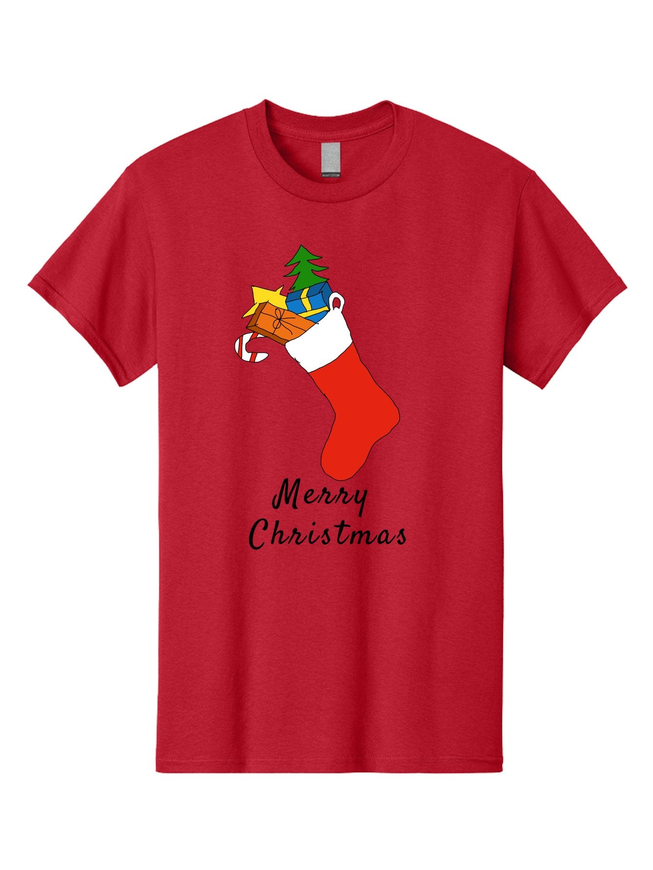 Merry-Christmas-1 Men'S Graphic Tee, 100% Cotton, Comfortable Casual Summer Wear, Machine Washable, Christmas Stocking, Holiday Gifts, Festive Decorations, Christmas Tree, Wrapped Presents, Candy Cane, Merry Christmas Greeting, -  Aaa096 15
