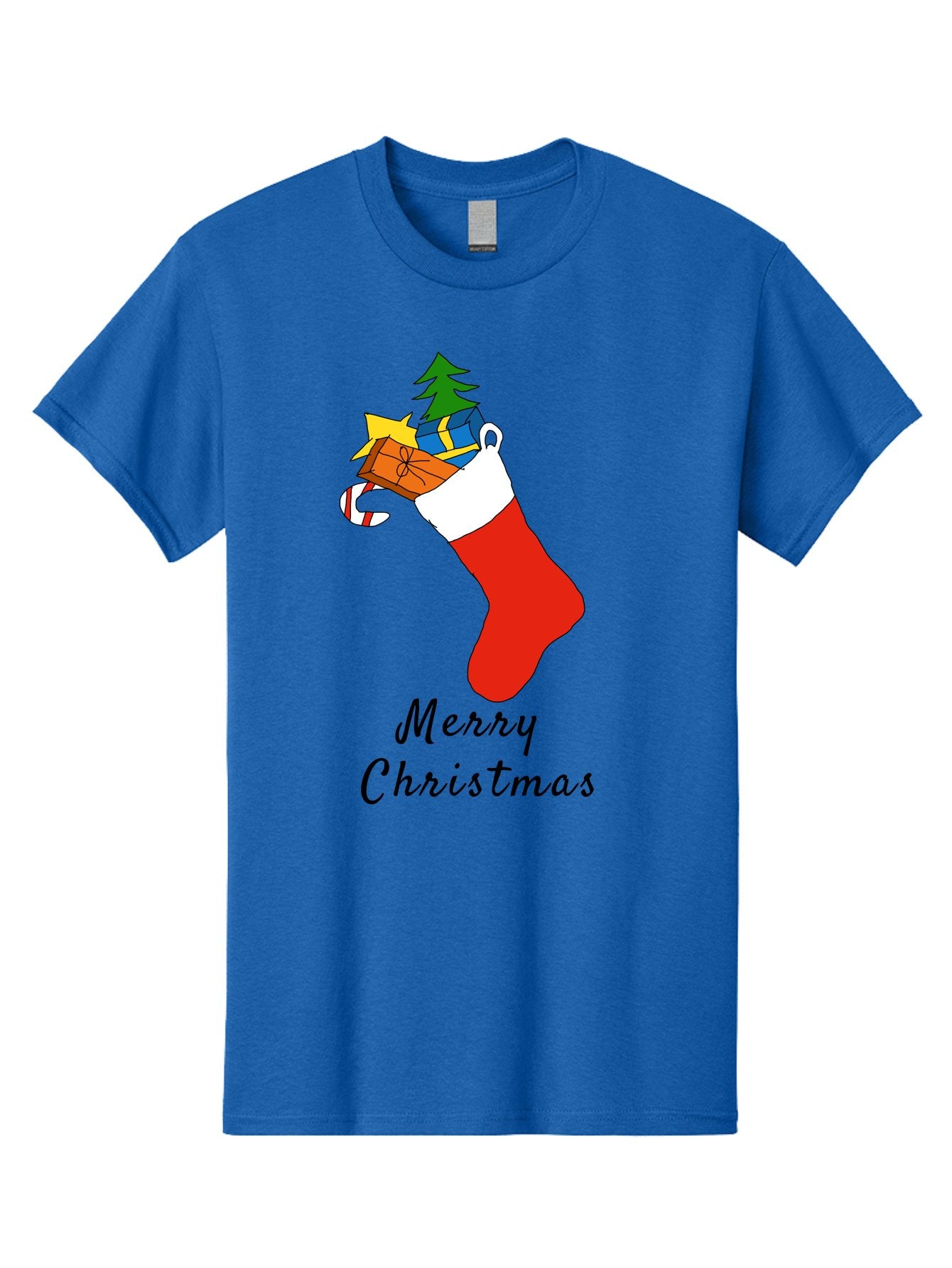 Merry-Christmas-1 Men'S Graphic Tee, 100% Cotton, Comfortable Casual Summer Wear, Machine Washable, Christmas Stocking, Holiday Gifts, Festive Decorations, Christmas Tree, Wrapped Presents, Candy Cane, Merry Christmas Greeting, -  Aaa096 5