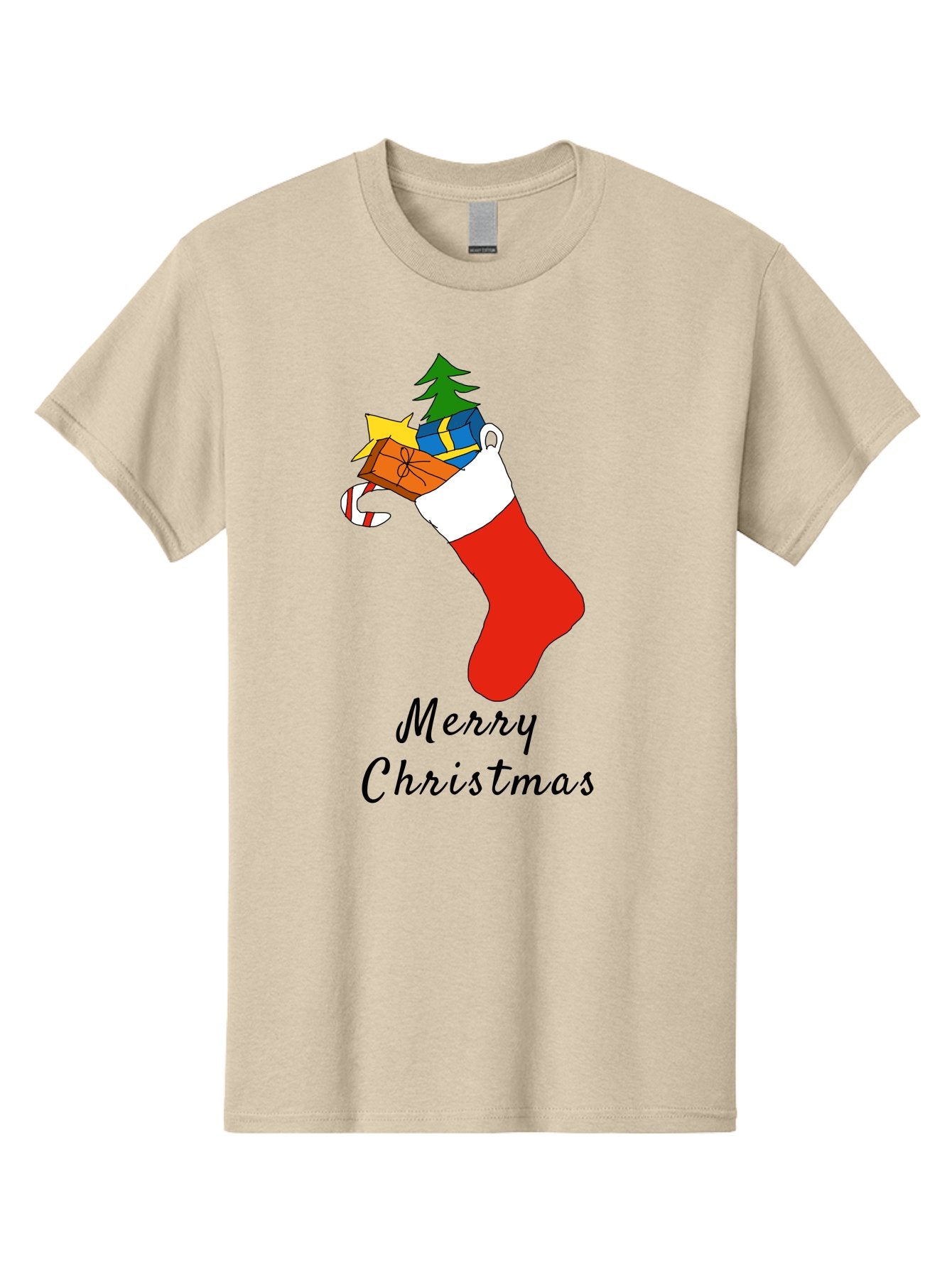 Merry-Christmas-1 Men'S Graphic Tee, 100% Cotton, Comfortable Casual Summer Wear, Machine Washable, Christmas Stocking, Holiday Gifts, Festive Decorations, Christmas Tree, Wrapped Presents, Candy Cane, Merry Christmas Greeting, -  Aaa096 17
