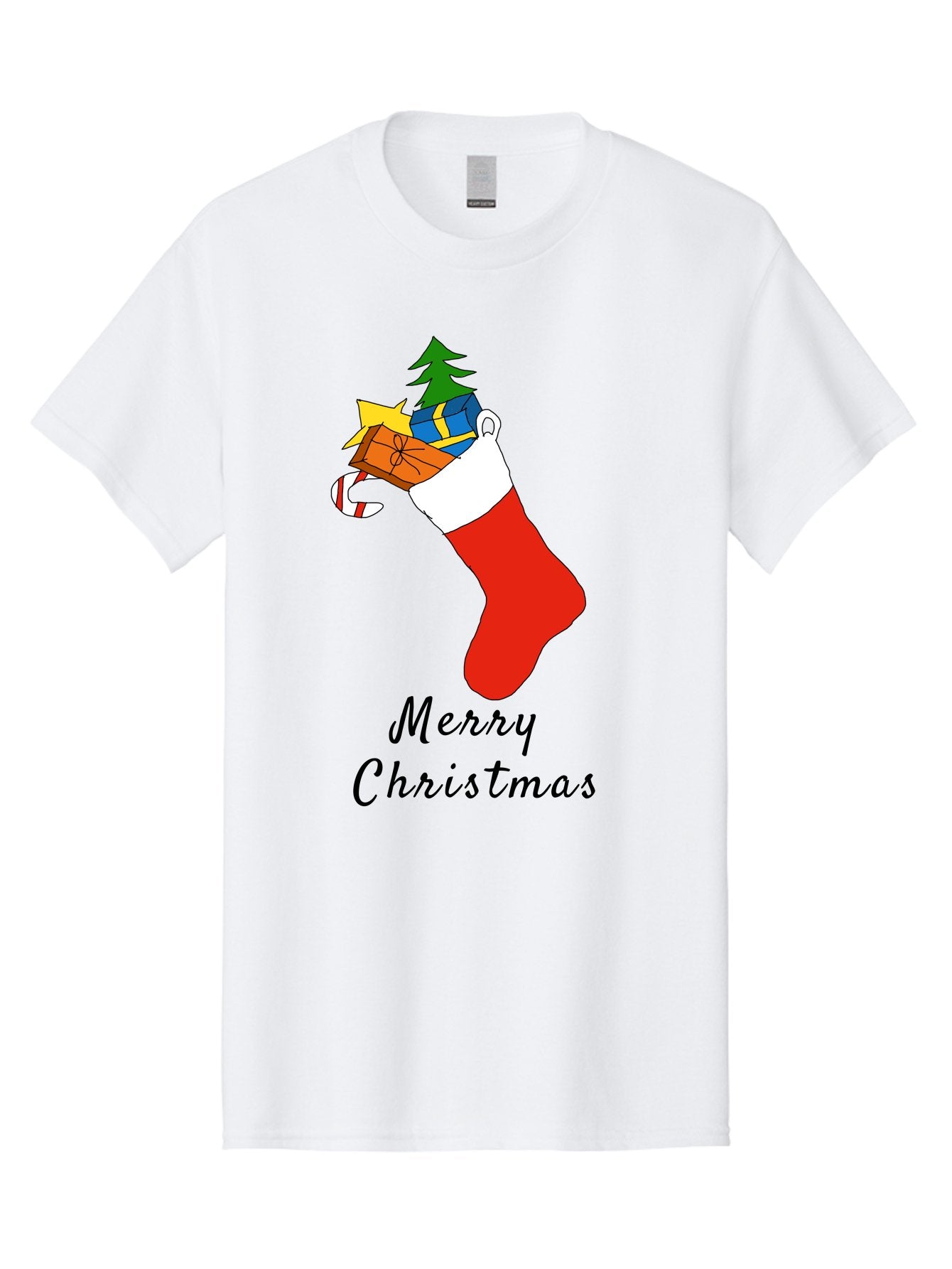 Merry-Christmas-1 Men'S Graphic Tee, 100% Cotton, Comfortable Casual Summer Wear, Machine Washable, Christmas Stocking, Holiday Gifts, Festive Decorations, Christmas Tree, Wrapped Presents, Candy Cane, Merry Christmas Greeting, -  Aaa096 21