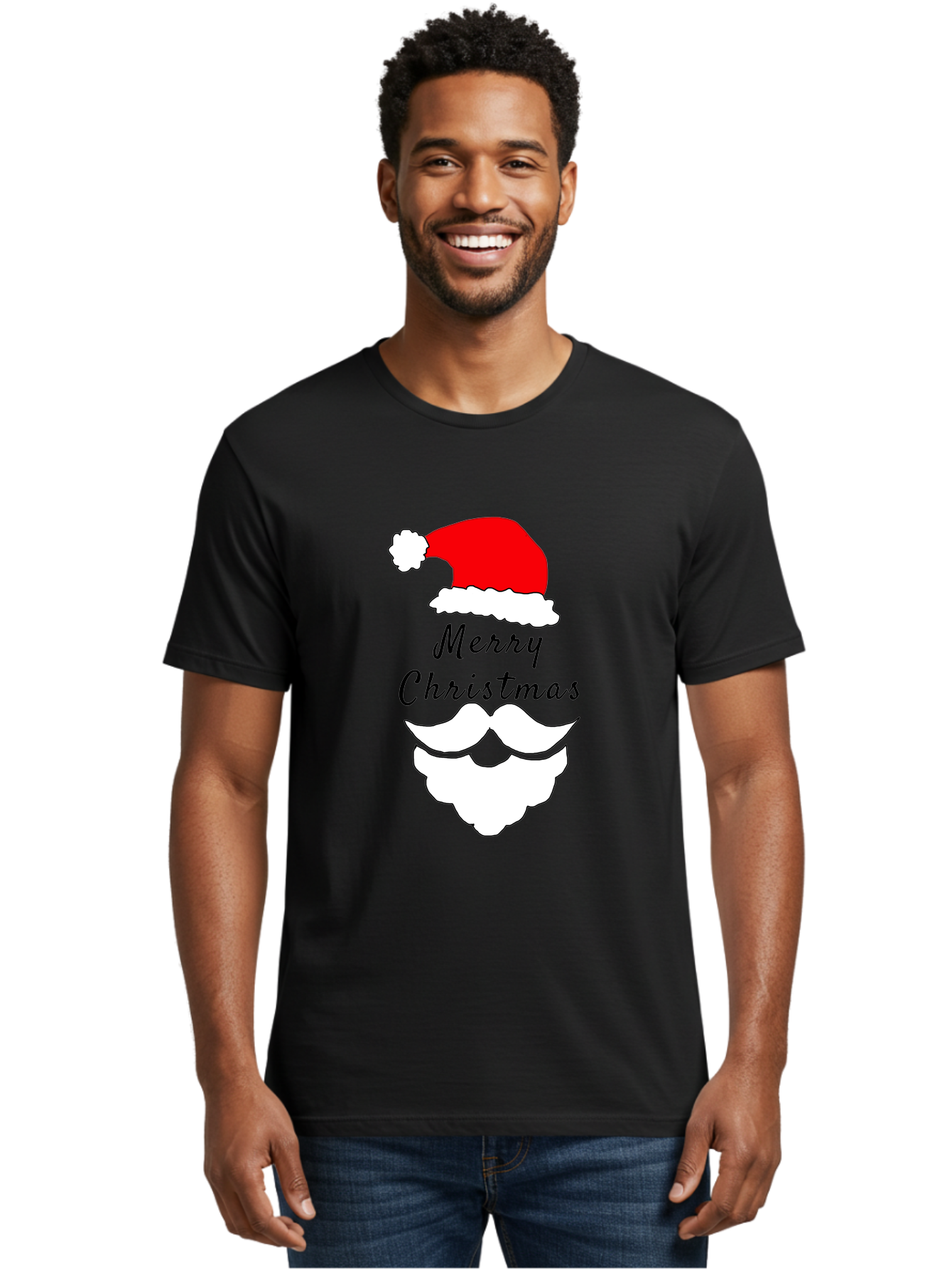 Merry-Christmas Men'S Graphic Tee, 100% Cotton, Comfortable Casual Summer Wear, Machine Washable, Merry Christmas, Santa Hat, White Beard, Festive Season, Holiday Greeting, Christmas Wishes, Jolly Old Saint Nick, Winter Wonderland, -  Aaa097 12