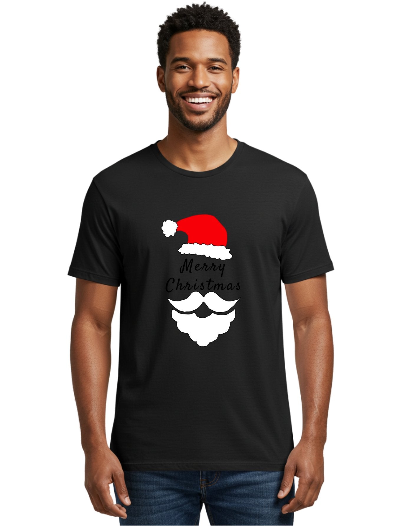 Merry-Christmas Men'S Graphic Tee, 100% Cotton, Comfortable Casual Summer Wear, Machine Washable, Merry Christmas, Santa Hat, White Beard, Festive Season, Holiday Greeting, Christmas Wishes, Jolly Old Saint Nick, Winter Wonderland, -  Aaa097 28