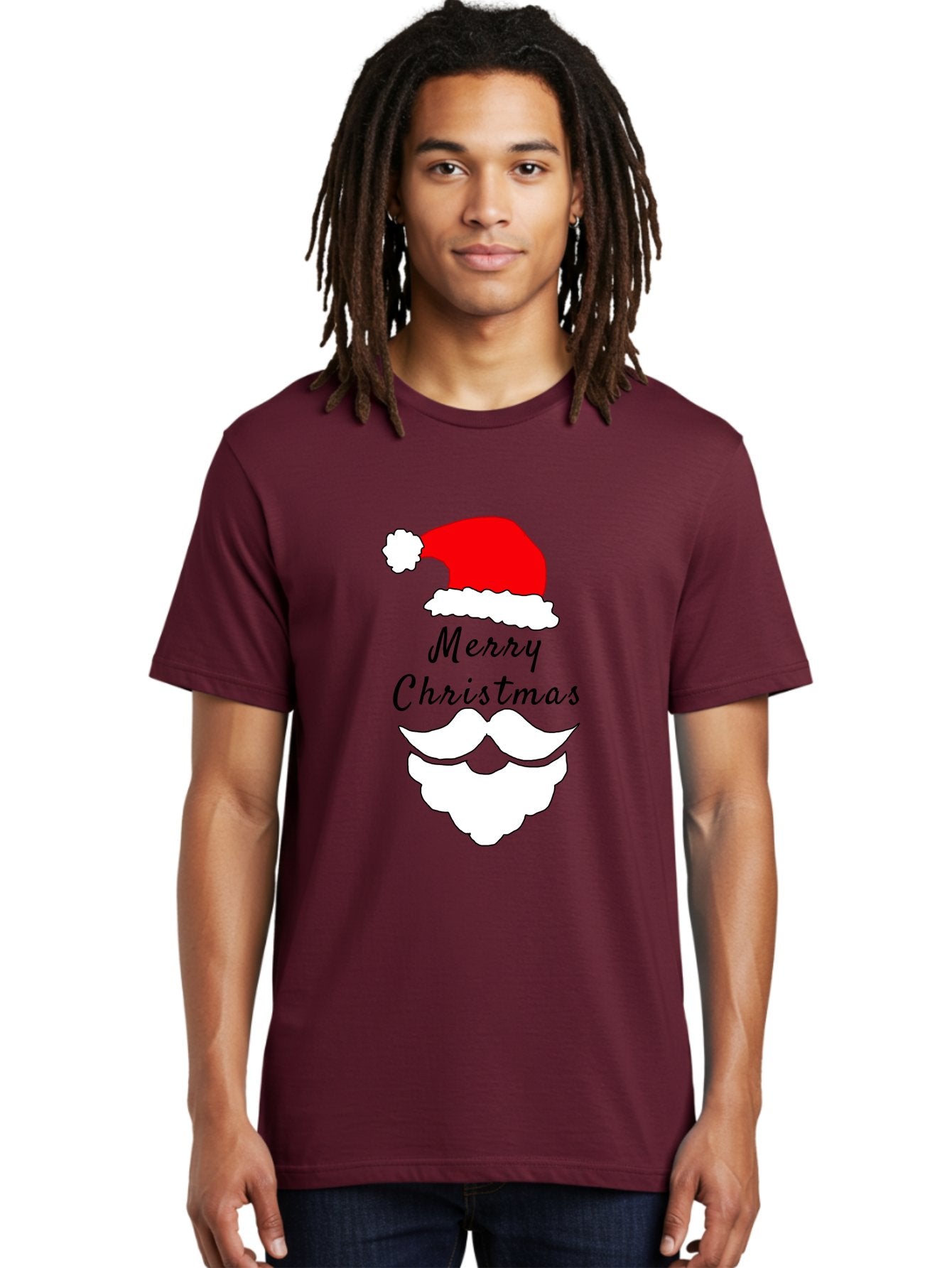 Merry-Christmas Men'S Graphic Tee, 100% Cotton, Comfortable Casual Summer Wear, Machine Washable, Merry Christmas, Santa Hat, White Beard, Festive Season, Holiday Greeting, Christmas Wishes, Jolly Old Saint Nick, Winter Wonderland, -  Aaa097 10