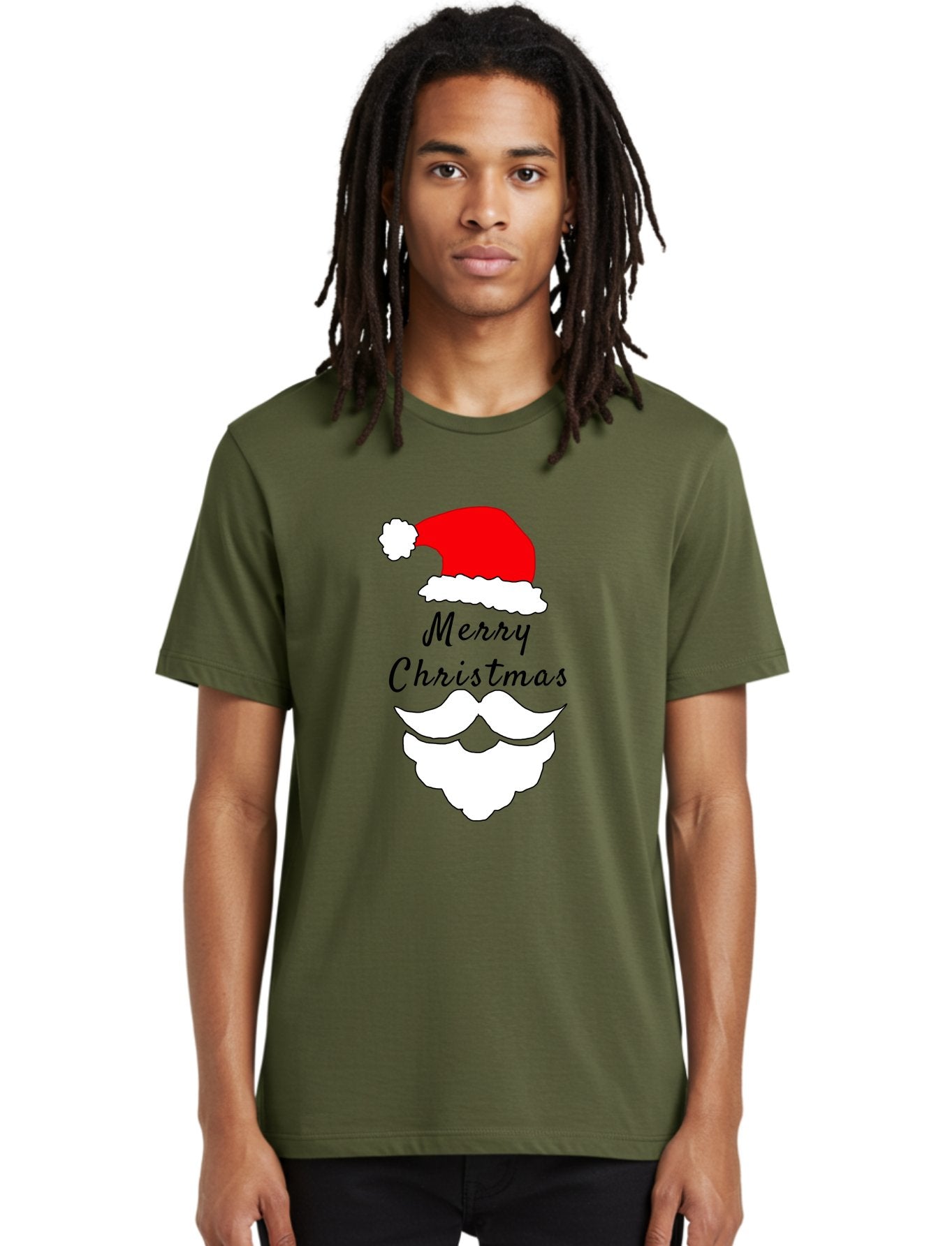 Merry-Christmas Men'S Graphic Tee, 100% Cotton, Comfortable Casual Summer Wear, Machine Washable, Merry Christmas, Santa Hat, White Beard, Festive Season, Holiday Greeting, Christmas Wishes, Jolly Old Saint Nick, Winter Wonderland, -  Aaa097 20