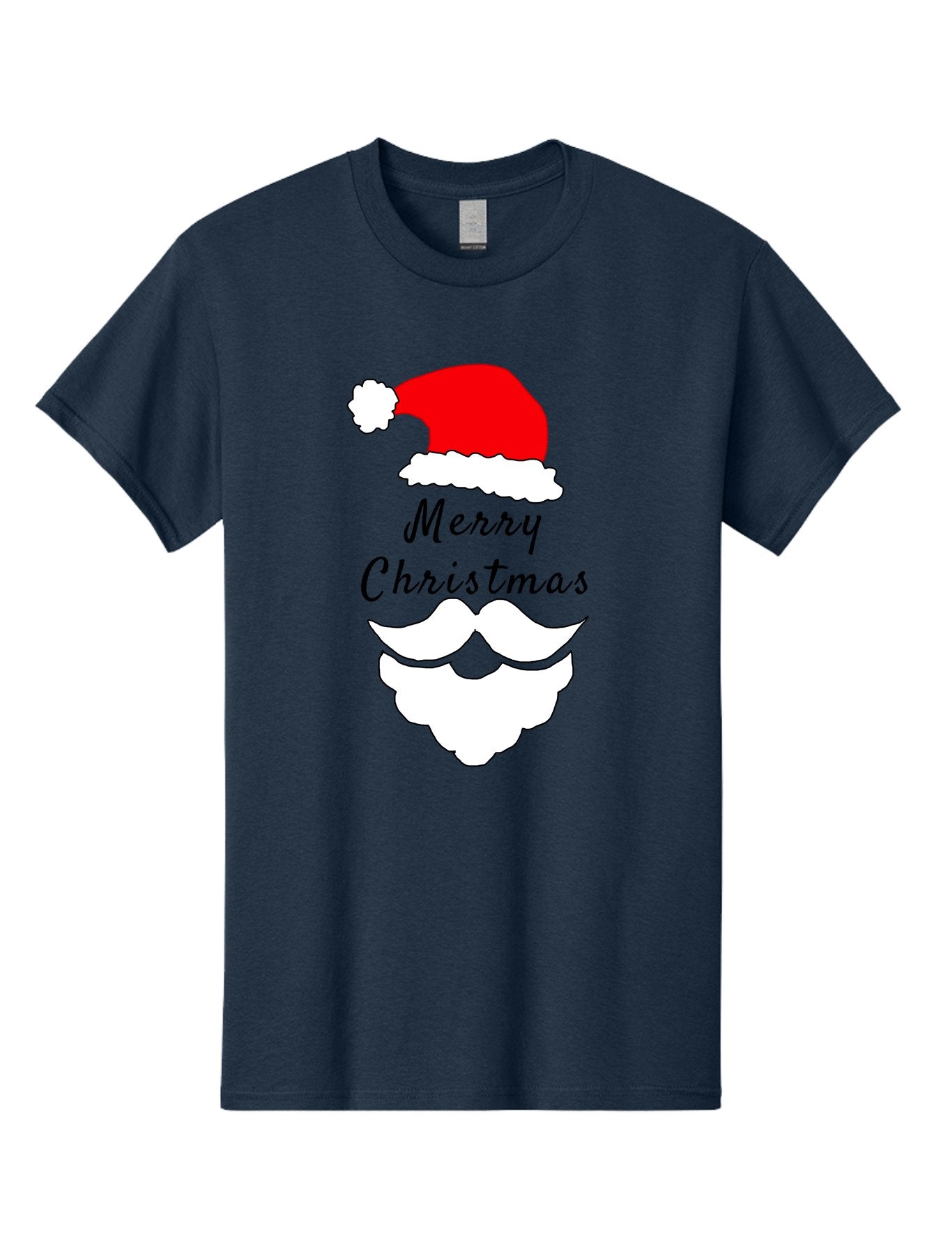 Merry-Christmas Men'S Graphic Tee, 100% Cotton, Comfortable Casual Summer Wear, Machine Washable, Merry Christmas, Santa Hat, White Beard, Festive Season, Holiday Greeting, Christmas Wishes, Jolly Old Saint Nick, Winter Wonderland, -  Aaa097
