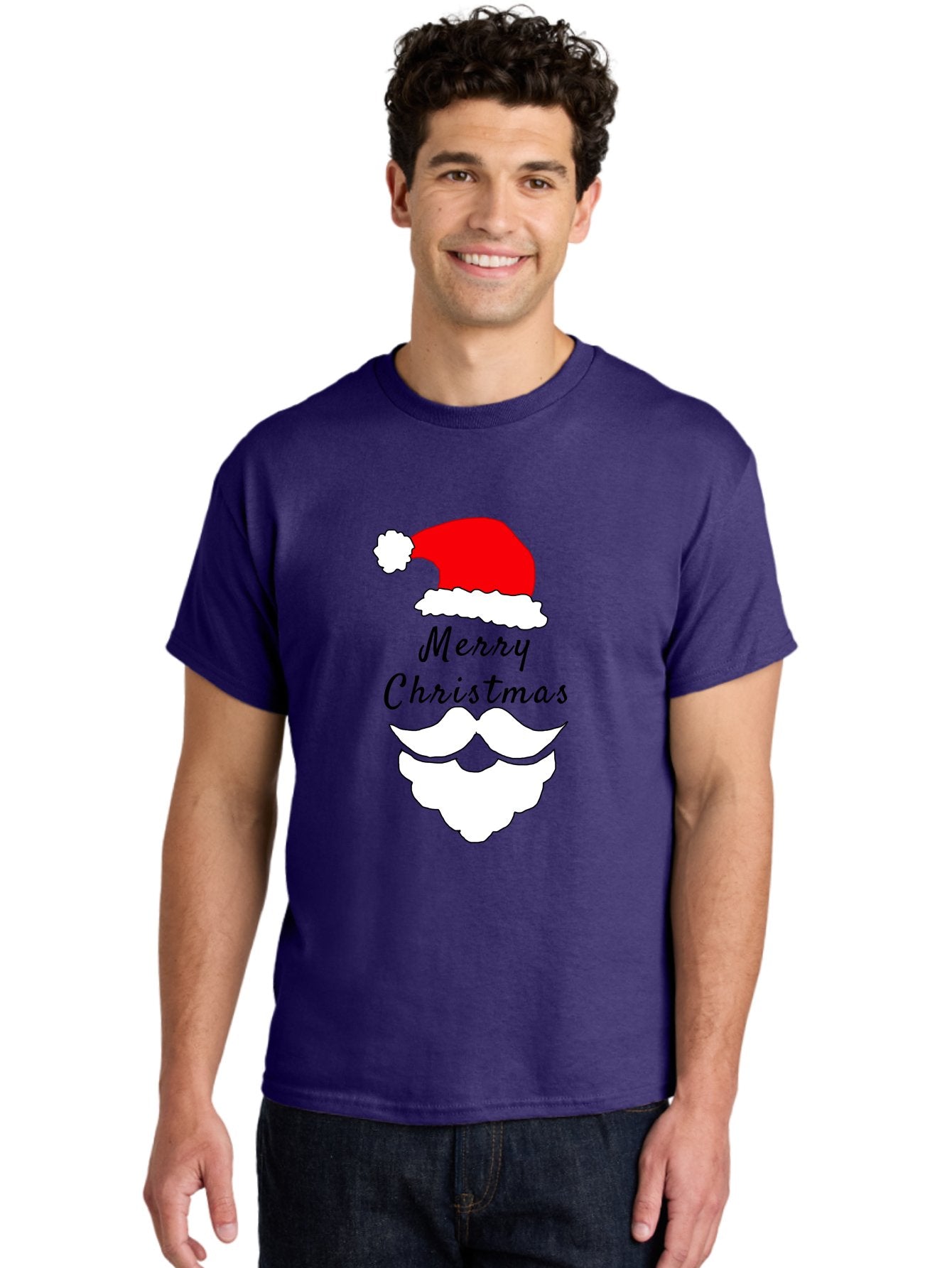 Merry-Christmas Men'S Graphic Tee, 100% Cotton, Comfortable Casual Summer Wear, Machine Washable, Merry Christmas, Santa Hat, White Beard, Festive Season, Holiday Greeting, Christmas Wishes, Jolly Old Saint Nick, Winter Wonderland, -  Aaa097 14