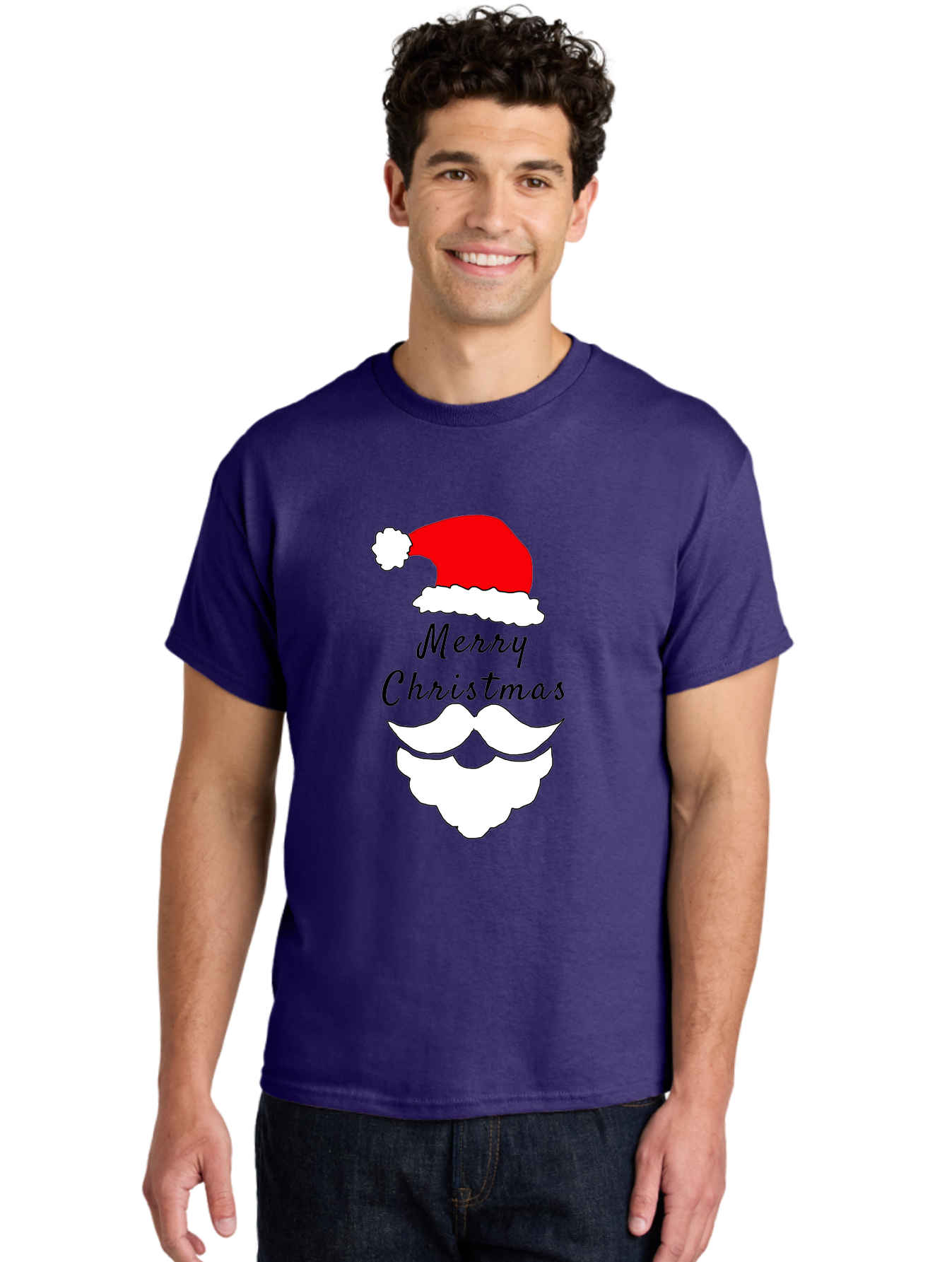 Merry-Christmas Men'S Graphic Tee, 100% Cotton, Comfortable Casual Summer Wear, Machine Washable, Merry Christmas, Santa Hat, White Beard, Festive Season, Holiday Greeting, Christmas Wishes, Jolly Old Saint Nick, Winter Wonderland, -  Aaa097 28