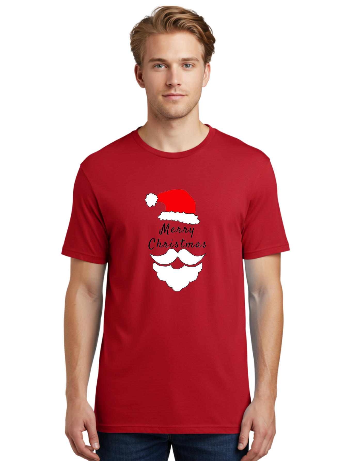 Merry-Christmas Men'S Graphic Tee, 100% Cotton, Comfortable Casual Summer Wear, Machine Washable, Merry Christmas, Santa Hat, White Beard, Festive Season, Holiday Greeting, Christmas Wishes, Jolly Old Saint Nick, Winter Wonderland, -  Aaa097 20