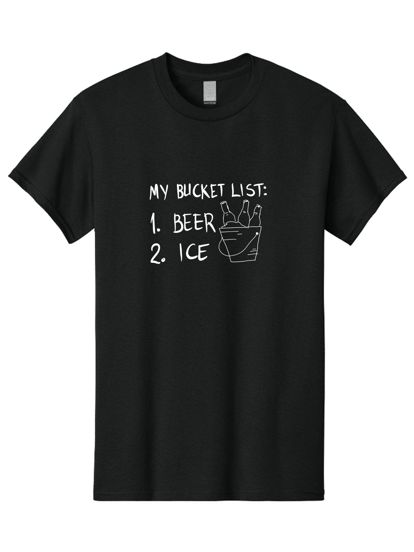 My-Bucket-List Men'S Graphic Tee, 100% Cotton, Comfortable Casual Summer Wear, Machine Washable, Bucket List, Beer And Ice, Funny List, Humorous Quote, Beer Bucket, Ice Cold Beer, Simple Wishes, Funny Quote, Beer Lover -  Aaa098